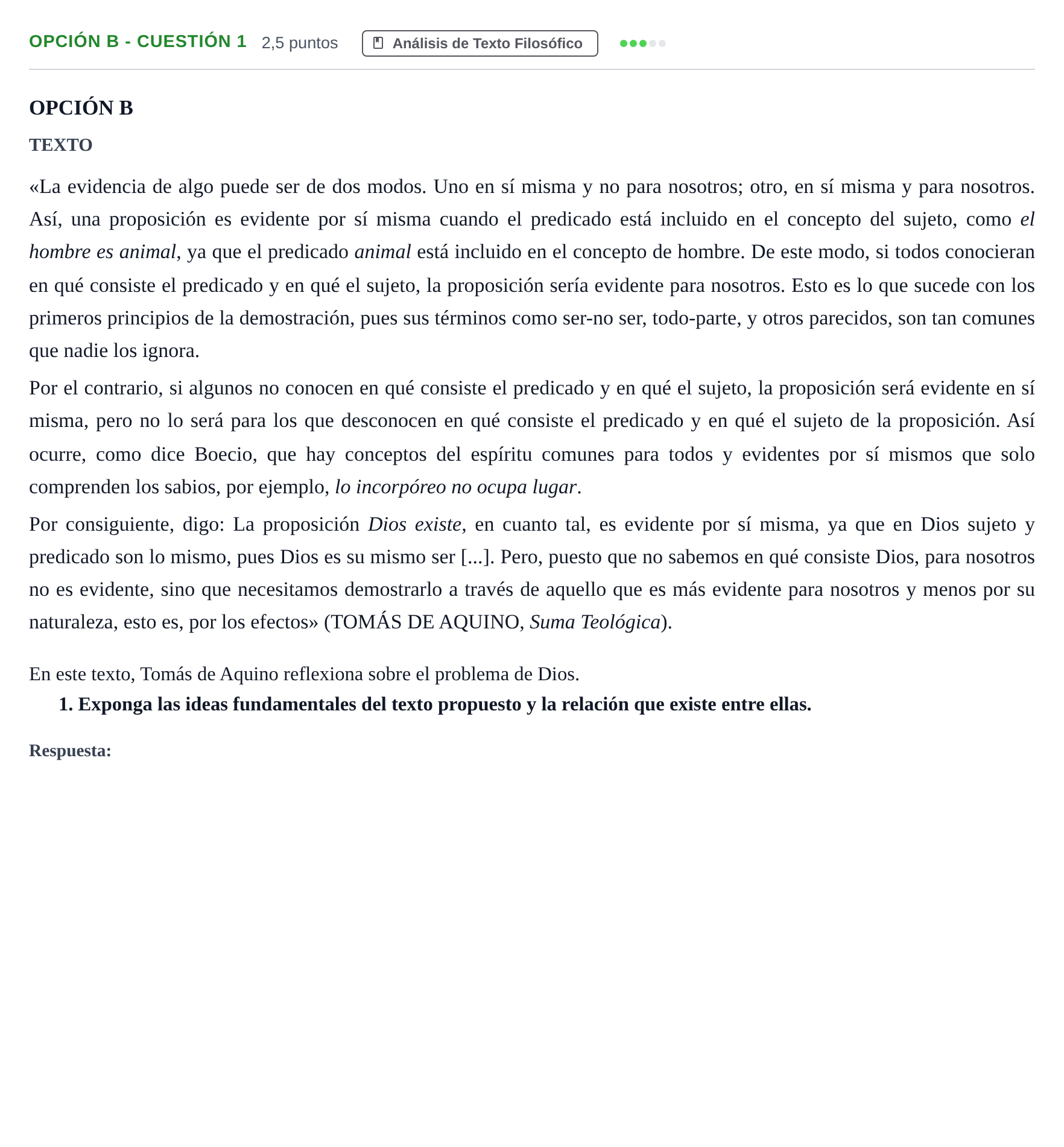 Enunciado: Opción B - Cuestión 1 · Historia de la Filosofía PAU Madrid Extraordinaria 2018