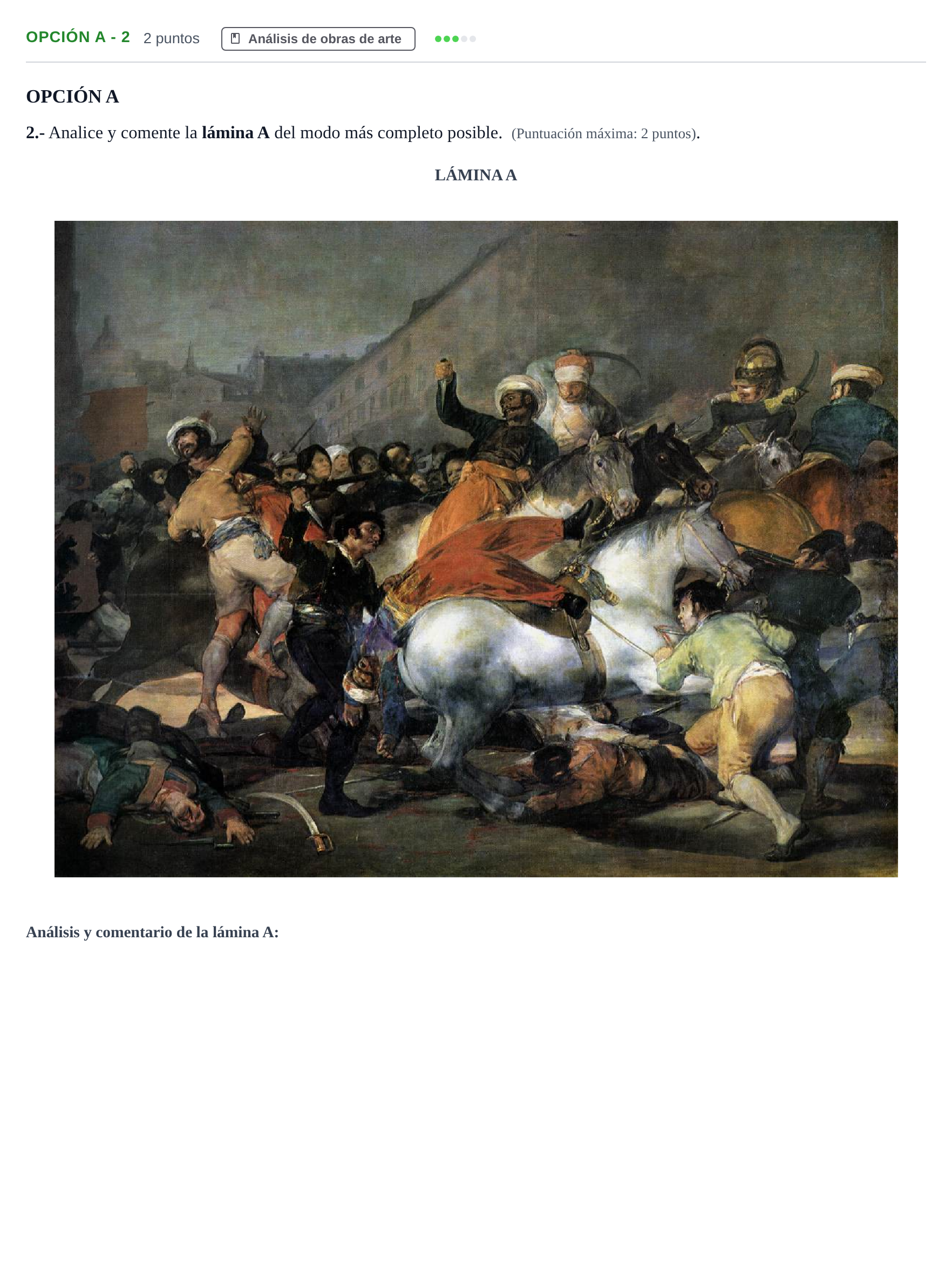 Enunciado: Opción A - 2 · Historia del Arte PAU Madrid Extraordinaria 2018