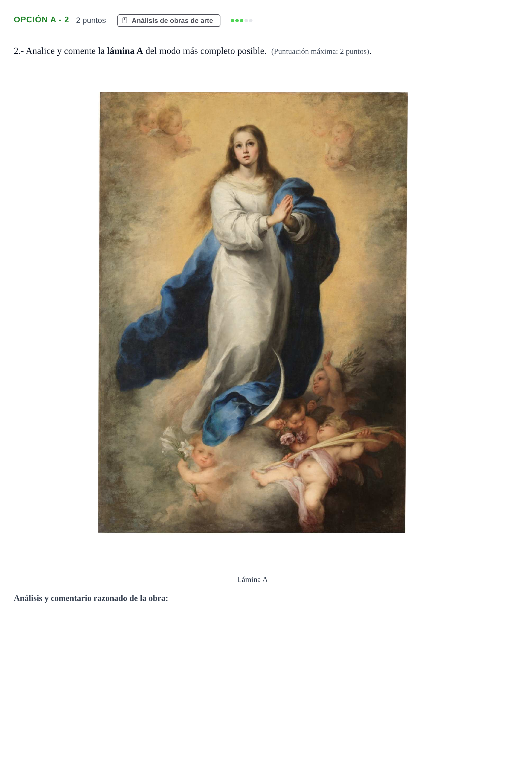 Enunciado: Opción A - 2 · Historia del Arte PAU Madrid Modelo 2018
