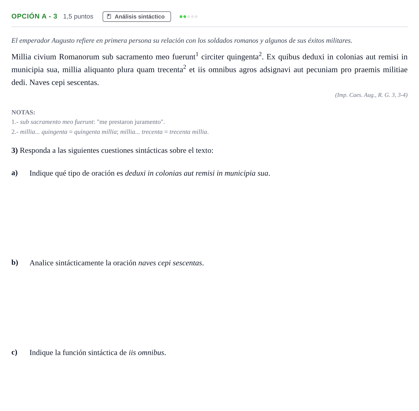 Enunciado: Opción A - 3 · Latín II PAU Madrid Ordinaria 2018