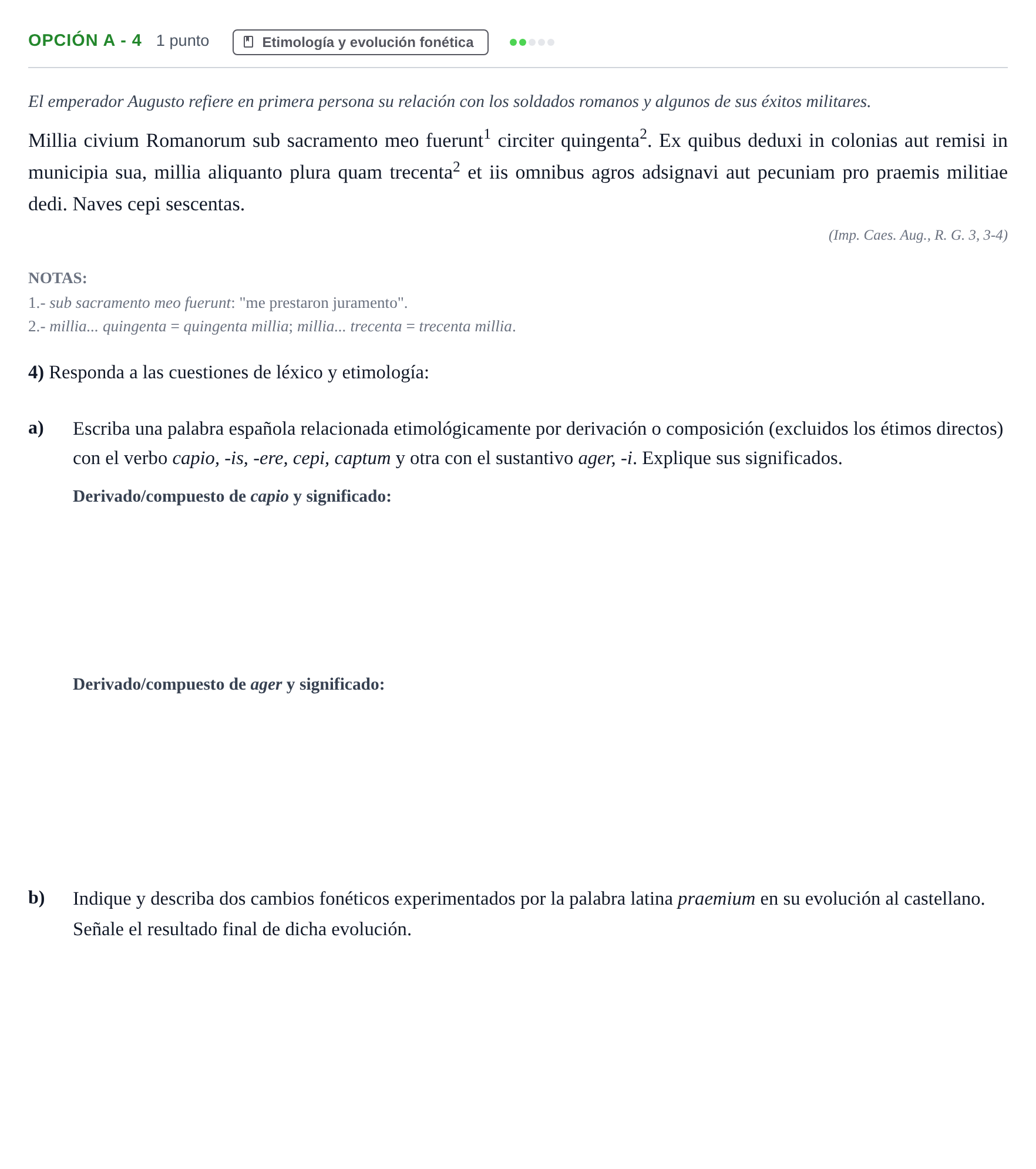 Enunciado: Opción A - 4 · Latín II PAU Madrid Ordinaria 2018