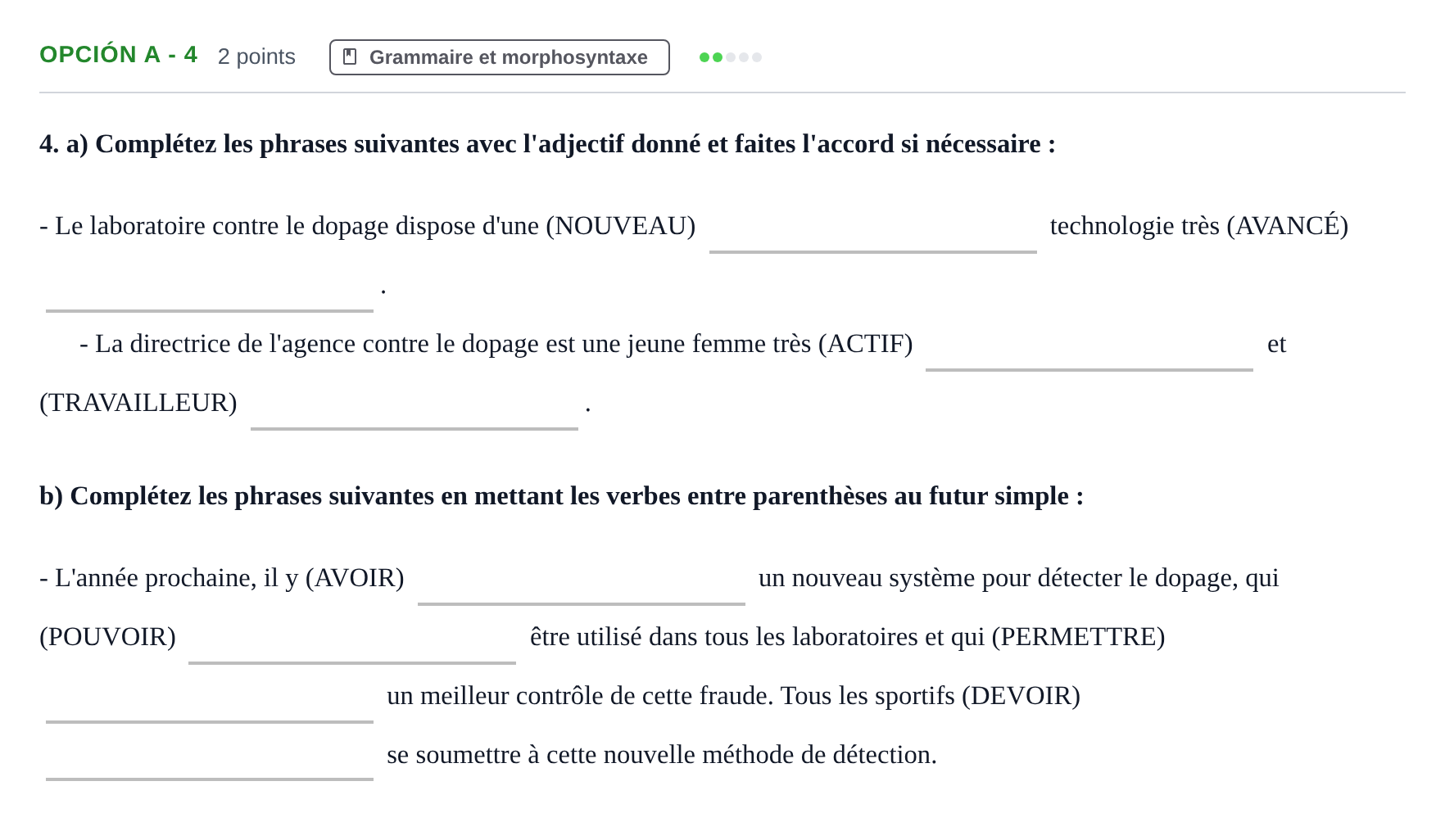 Enunciado: Opción A - 4 · Francés PAU Madrid Ordinaria (2ª lengua) 2018