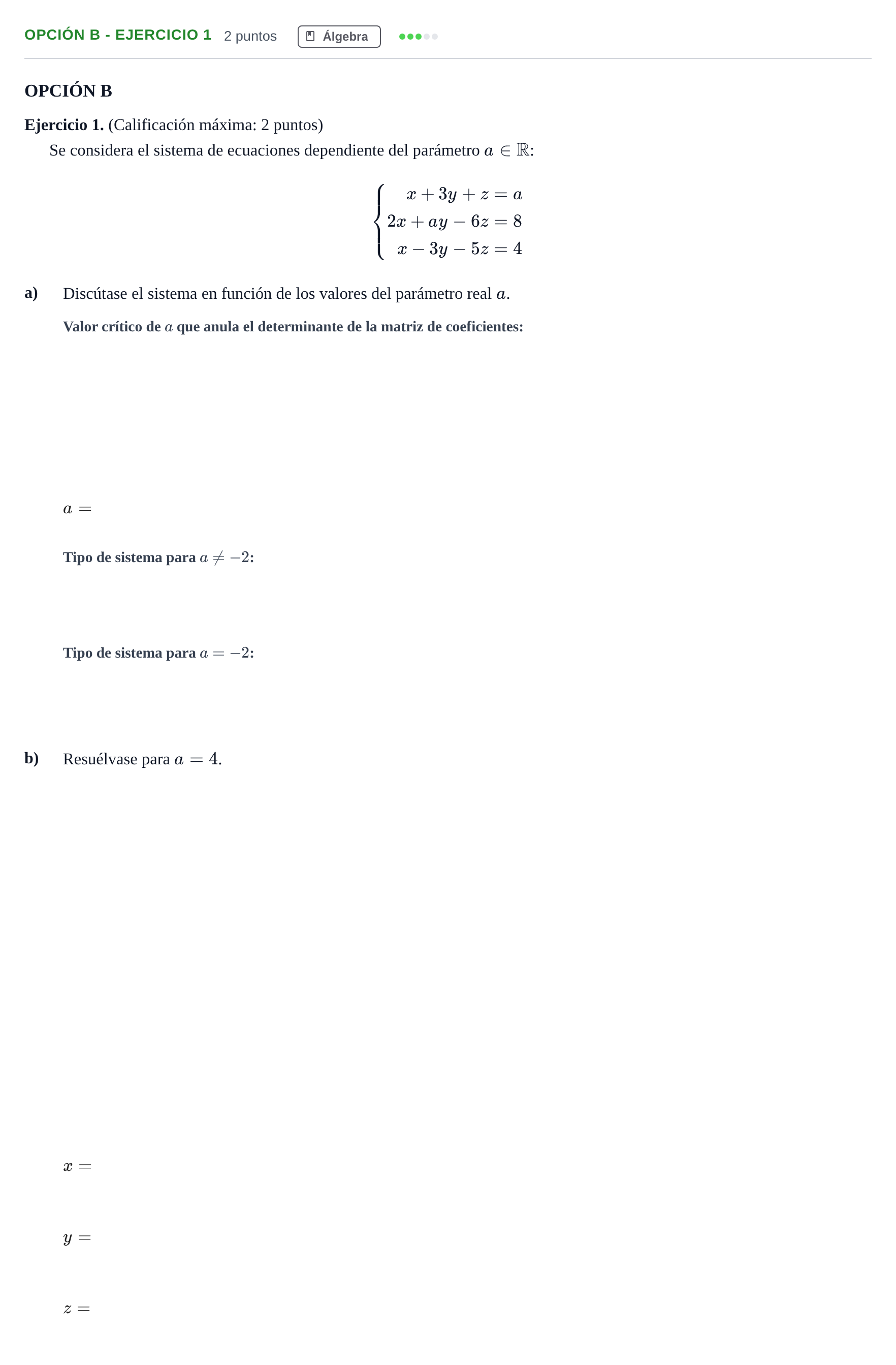 Enunciado: Opción B - Ejercicio 1 · Matemáticas aplicadas a las Ciencias Sociales II PAU Madrid Extraordinaria 2018