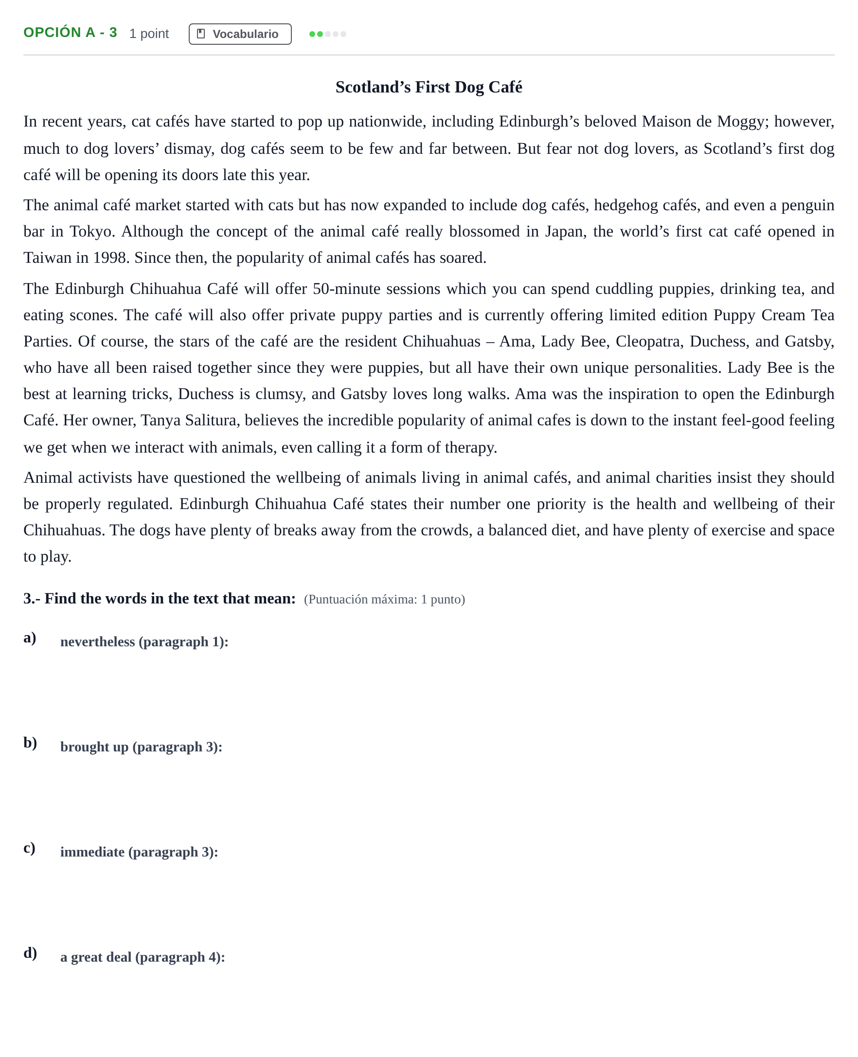 Enunciado: Opción A - 3 · Inglés PAU Madrid Extraordinaria (2ª lengua) 2018