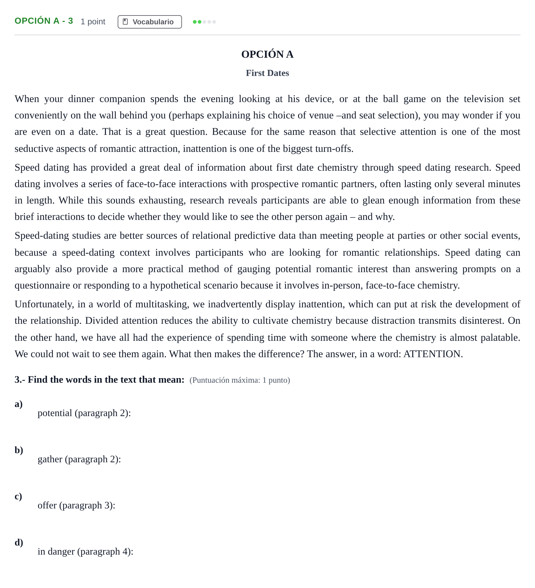 Enunciado: Opción A - 3 · Inglés PAU Madrid Ordinaria (2ª lengua) 2018
