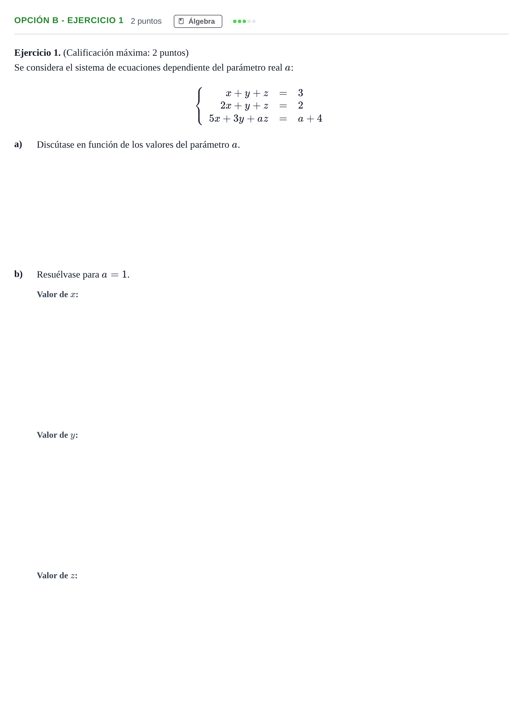 Enunciado: Opción B - Ejercicio 1 · Matemáticas aplicadas a las Ciencias Sociales II PAU Madrid Modelo 2018