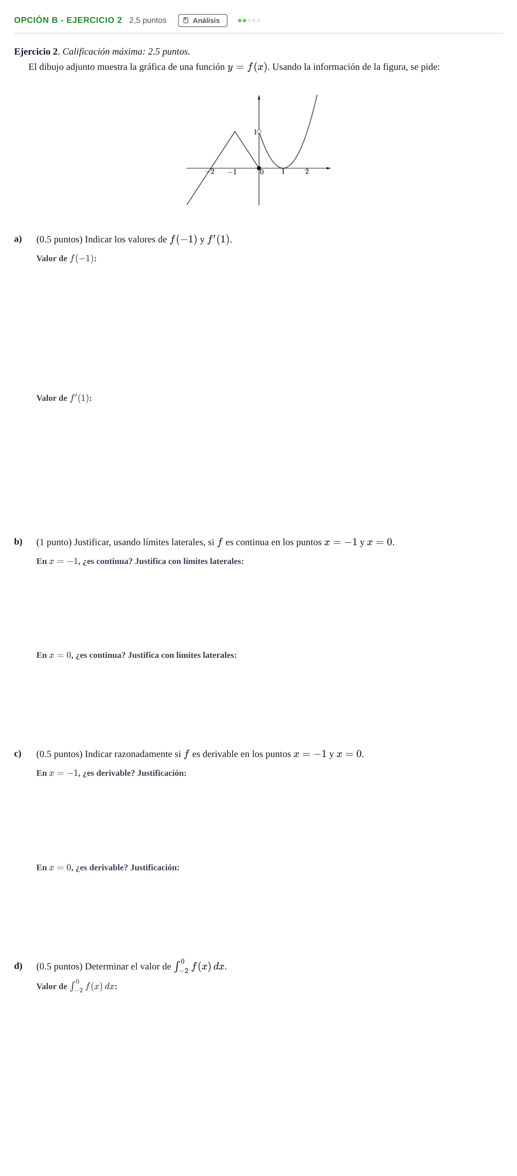 Enunciado: Opción B - Ejercicio 2 · Matemáticas II PAU Madrid Extraordinaria 2018