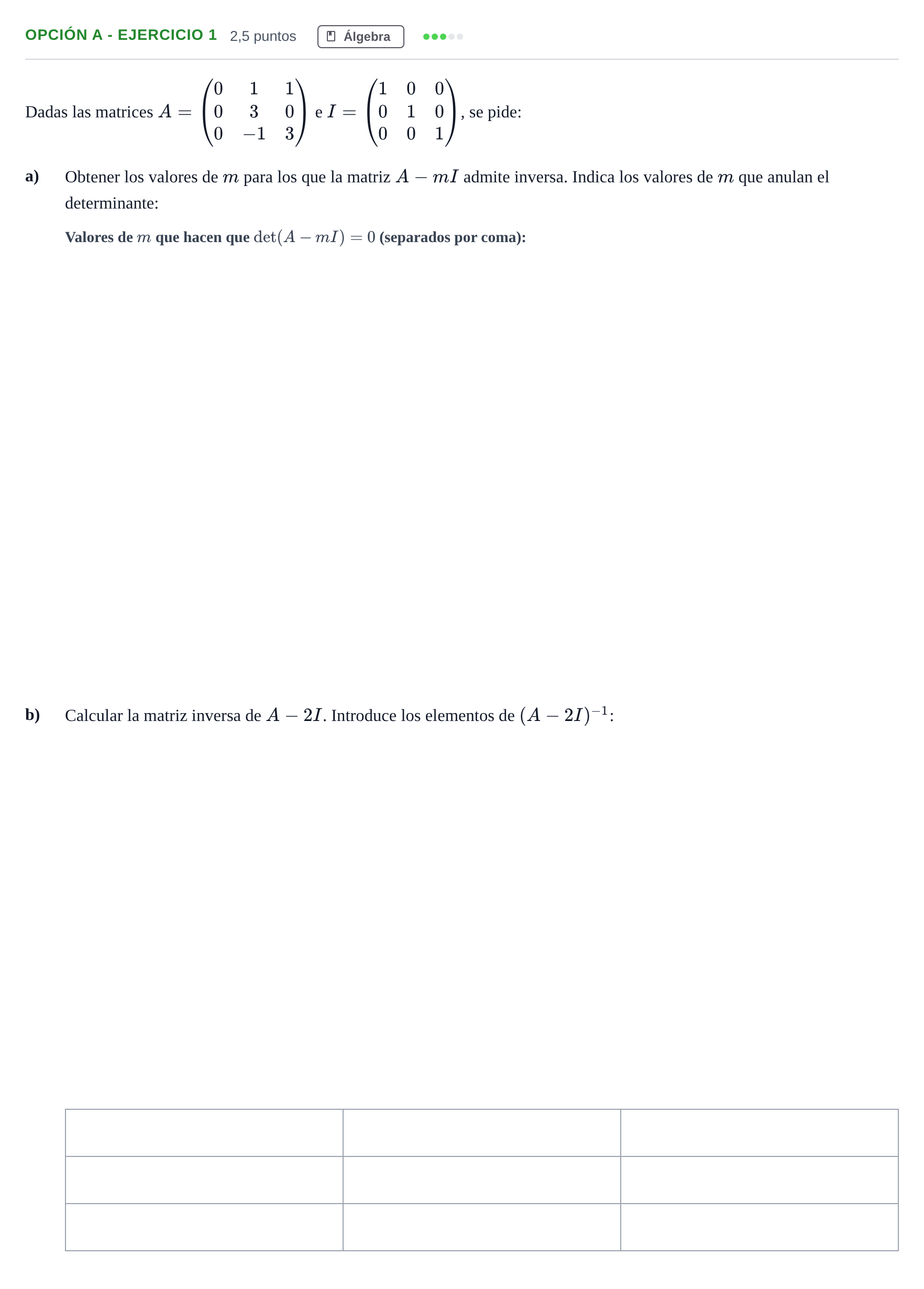 Enunciado: Opción A - Ejercicio 1 · Matemáticas II PAU Madrid Modelo 2018