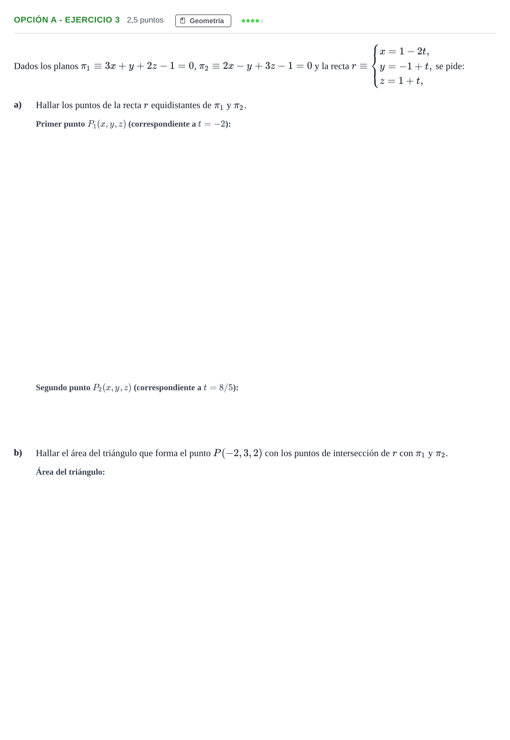Enunciado: Opción A - Ejercicio 3 · Matemáticas II PAU Madrid Modelo 2018