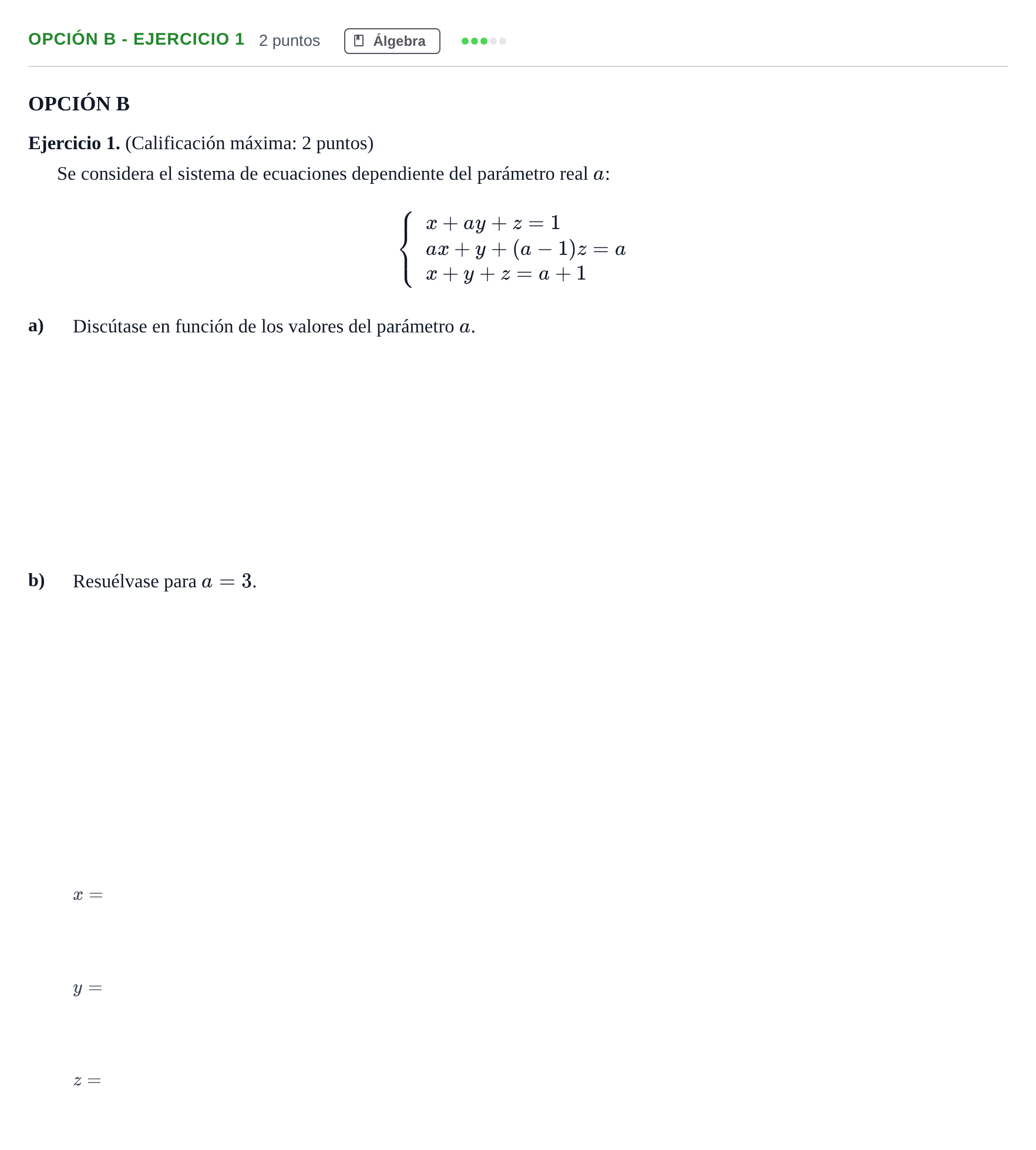 Enunciado: Opción B - Ejercicio 1 · Matemáticas aplicadas a las Ciencias Sociales II PAU Madrid Ordinaria 2018