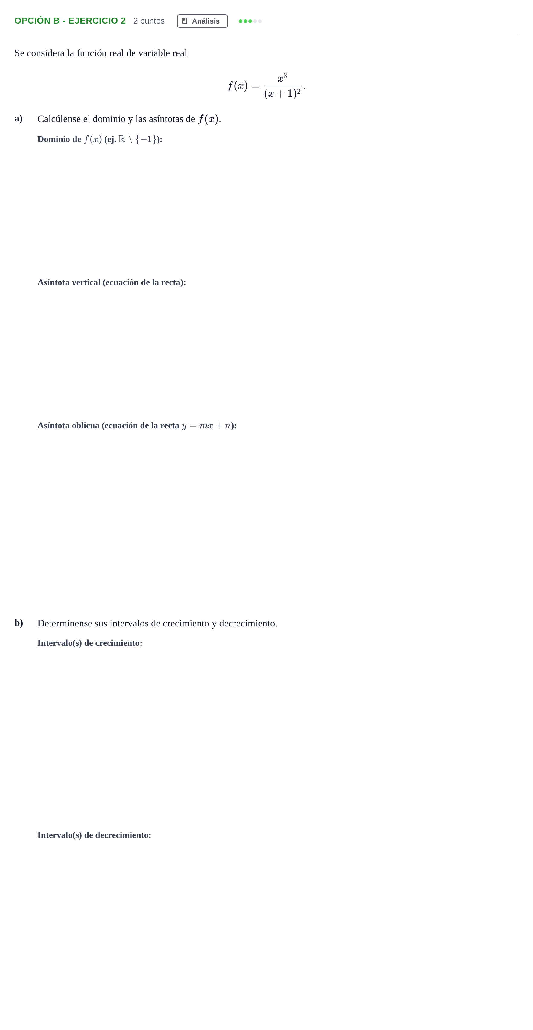 Enunciado: Opción B - Ejercicio 2 · Matemáticas aplicadas a las Ciencias Sociales II PAU Madrid Ordinaria 2018