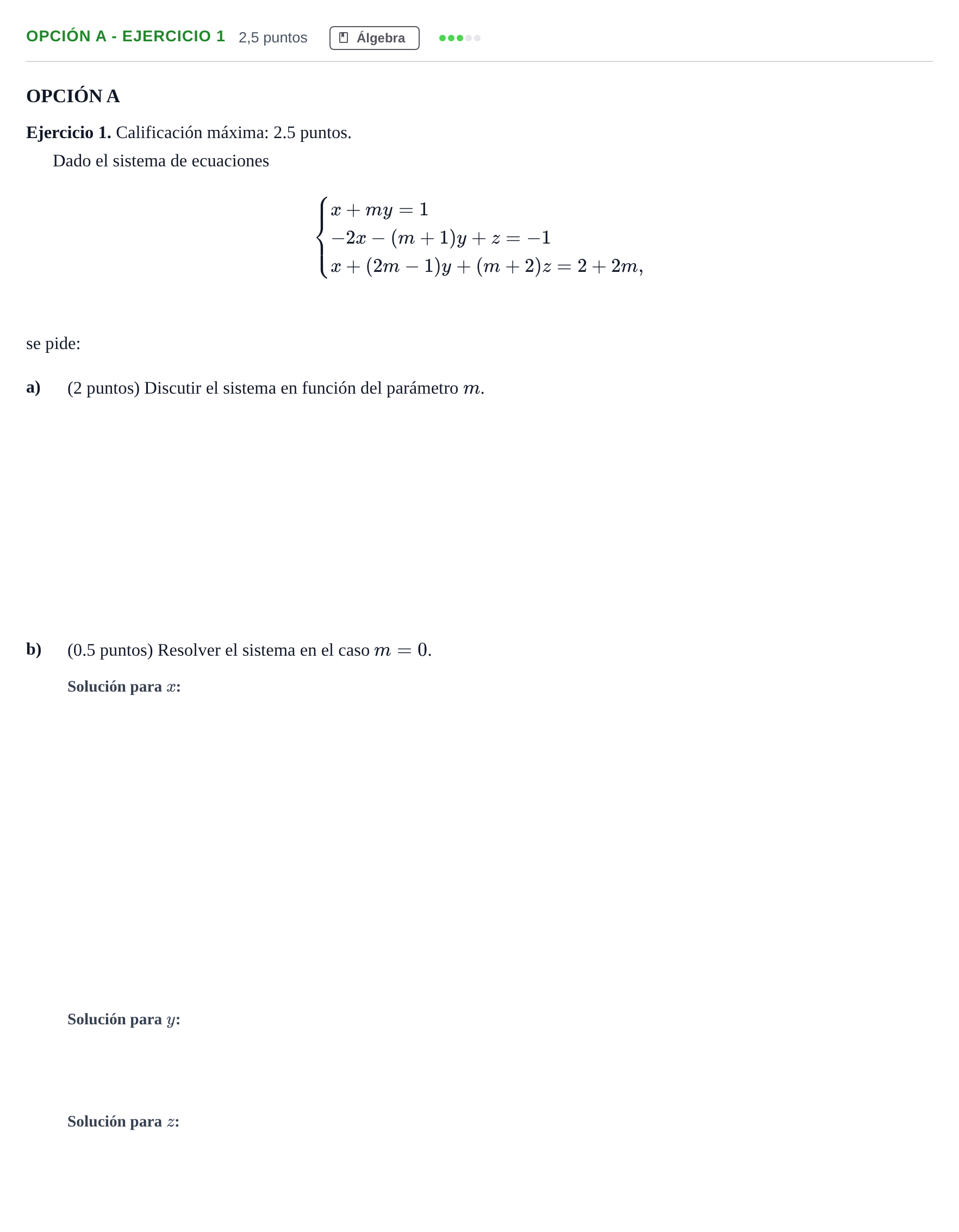 Enunciado: Opción A - Ejercicio 1 · Matemáticas II PAU Madrid Ordinaria 2018