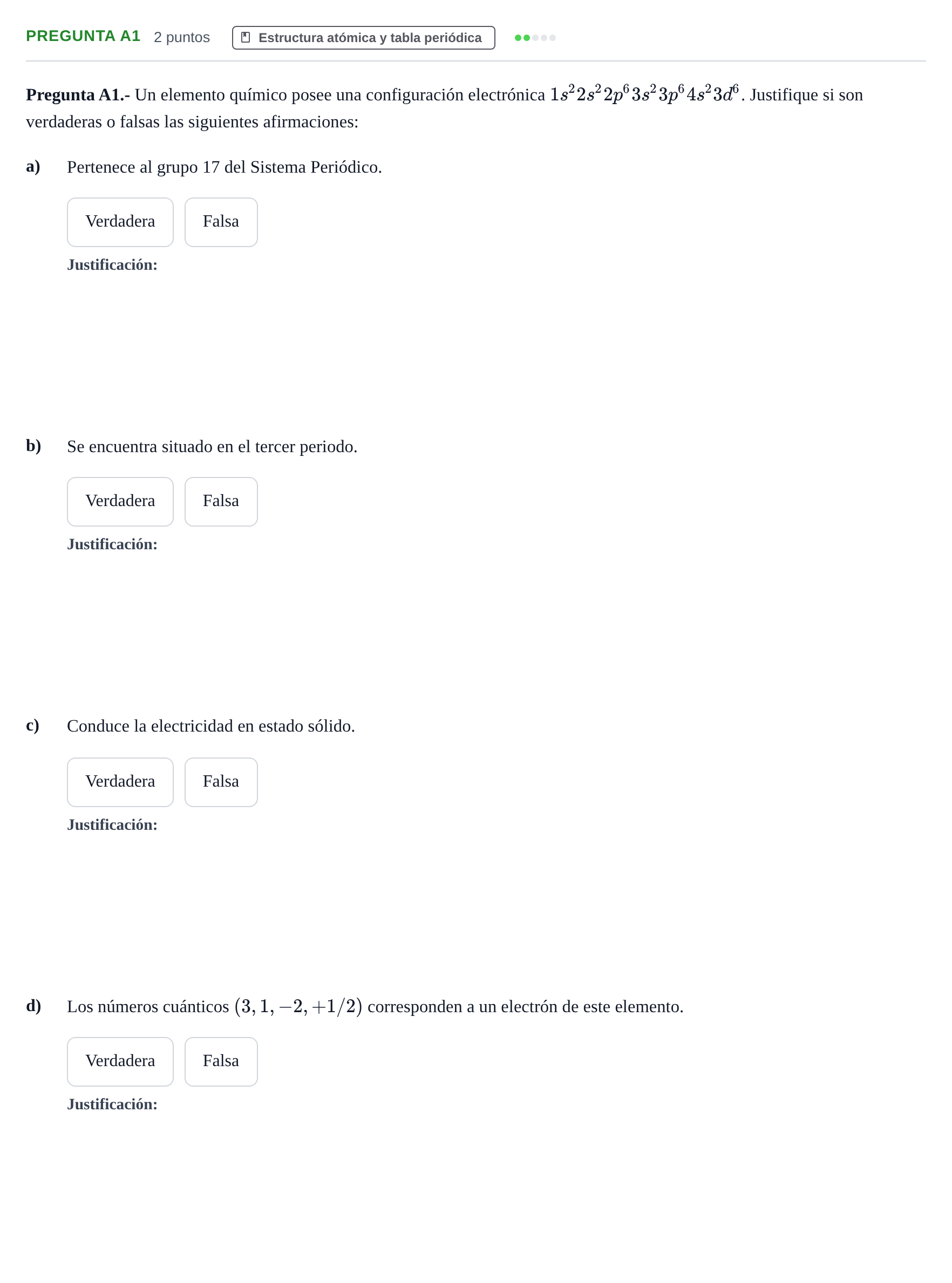 Enunciado: Pregunta A1 · Química PAU Madrid Ordinaria 2018