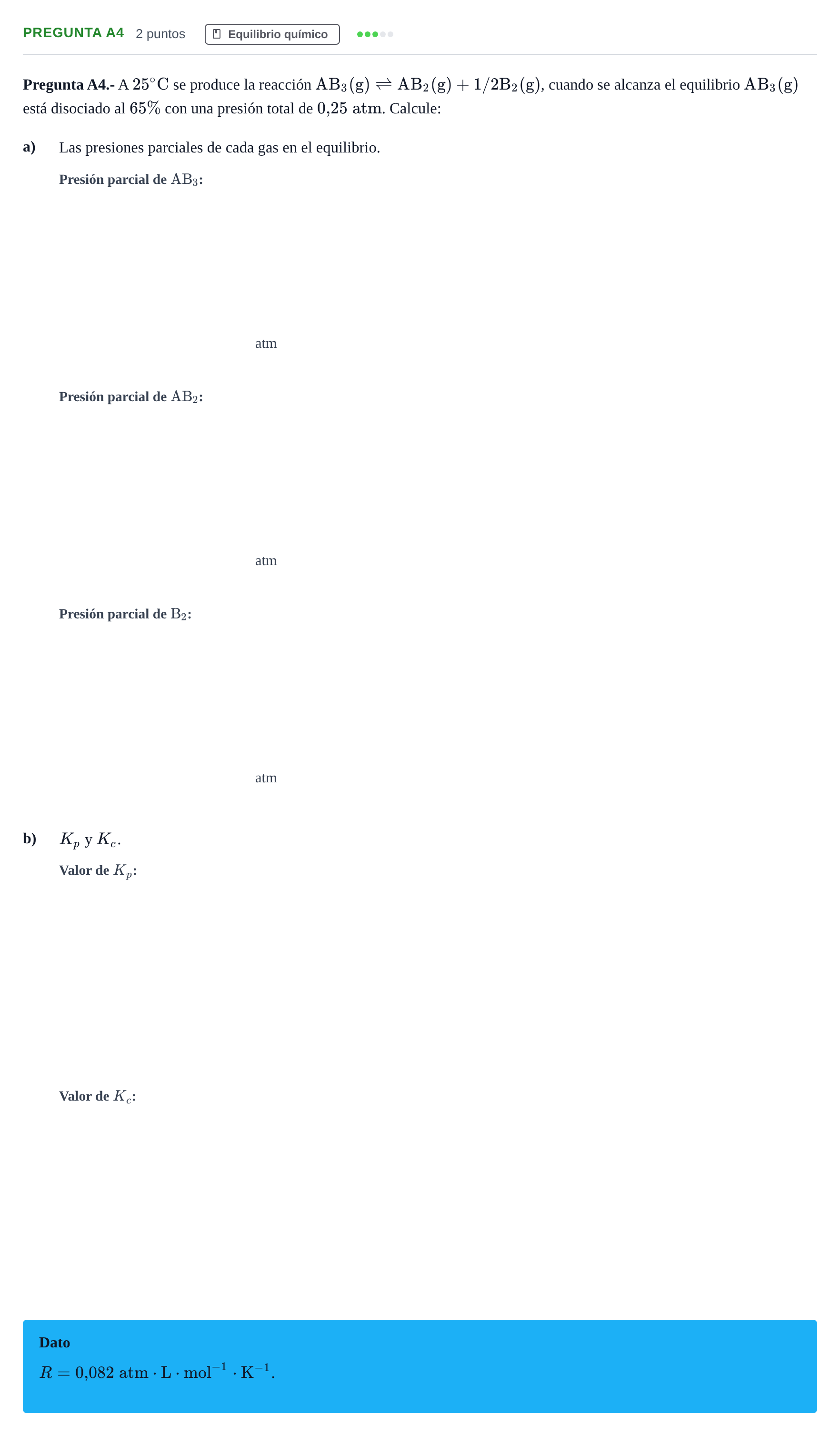 Enunciado: Pregunta A4 · Química PAU Madrid Ordinaria 2018