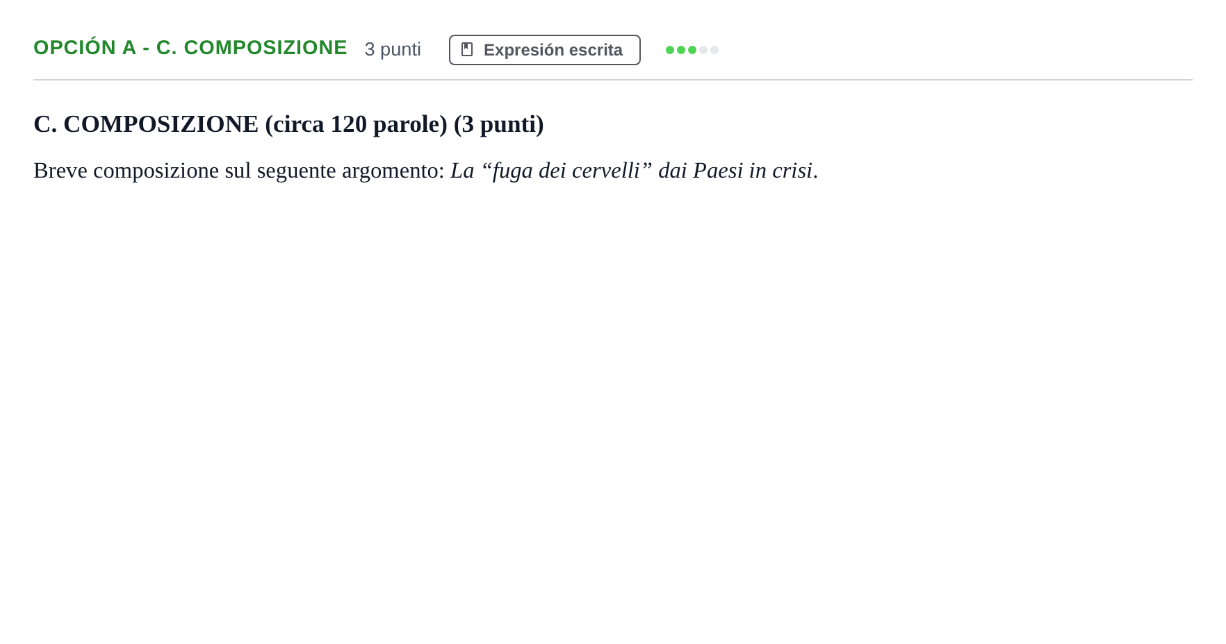 Enunciado: Opción A - C. Composizione · Italiano PAU Andalucía Ordinaria Titular 2013