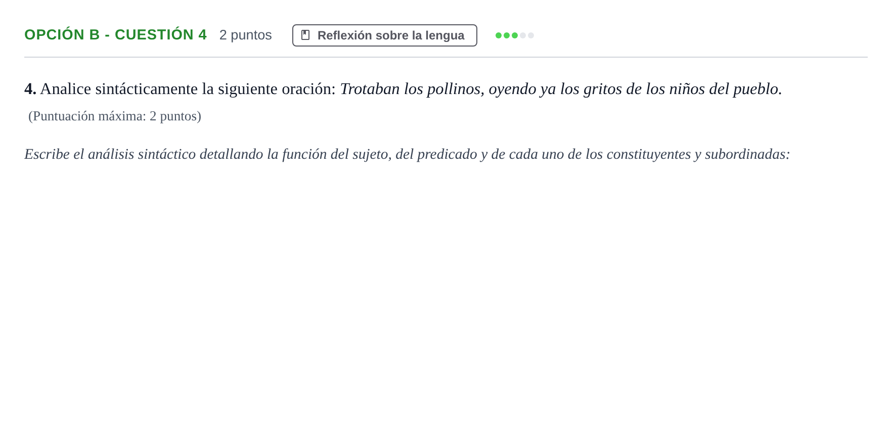 Enunciado: Opción B - Cuestión 4 · Lengua Castellana y Literatura II PAU Andalucía Ordinaria Reserva A 2013