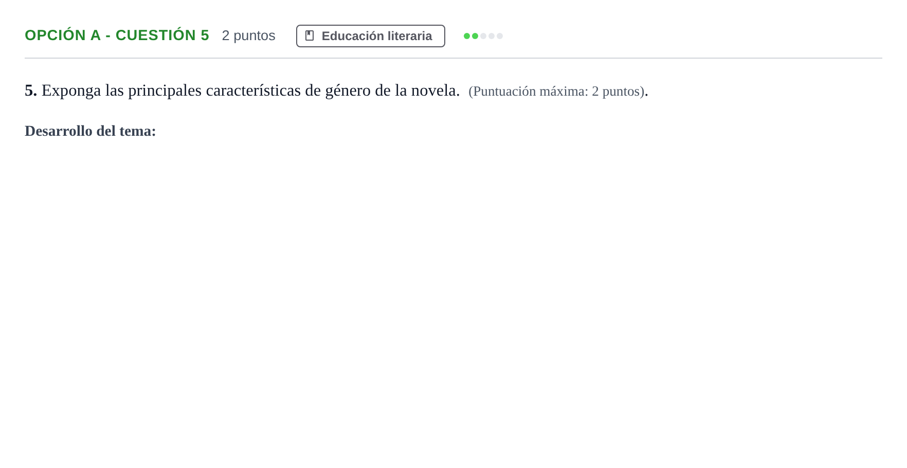 Enunciado: Opción A - Cuestión 5 · Lengua Castellana y Literatura II PAU Andalucía Extraordinaria Reserva A 2013
