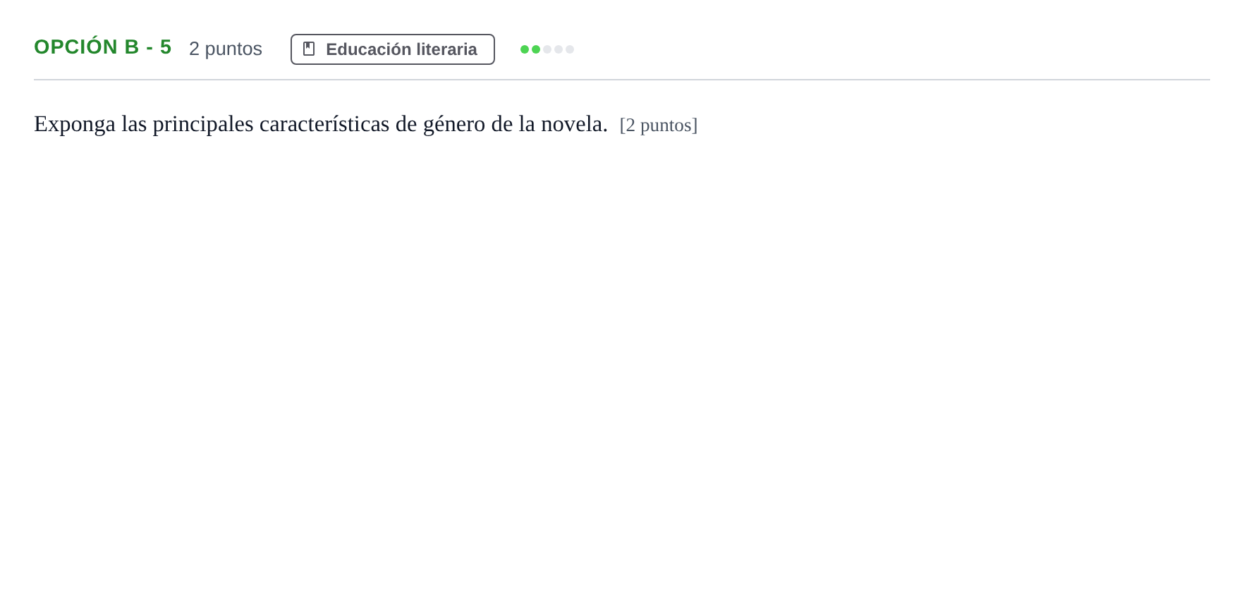 Enunciado: Opción B - 5 · Lengua Castellana y Literatura II PAU Andalucía Extraordinaria Reserva B 2013