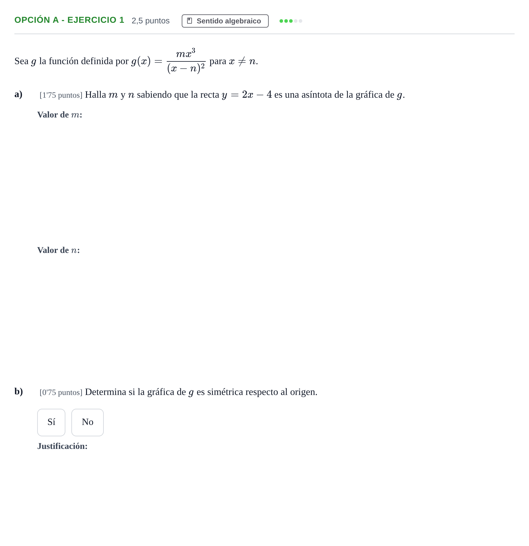 Enunciado: Opción A - Ejercicio 1 · Matemáticas II PAU Andalucía Ordinaria Reserva A 2013