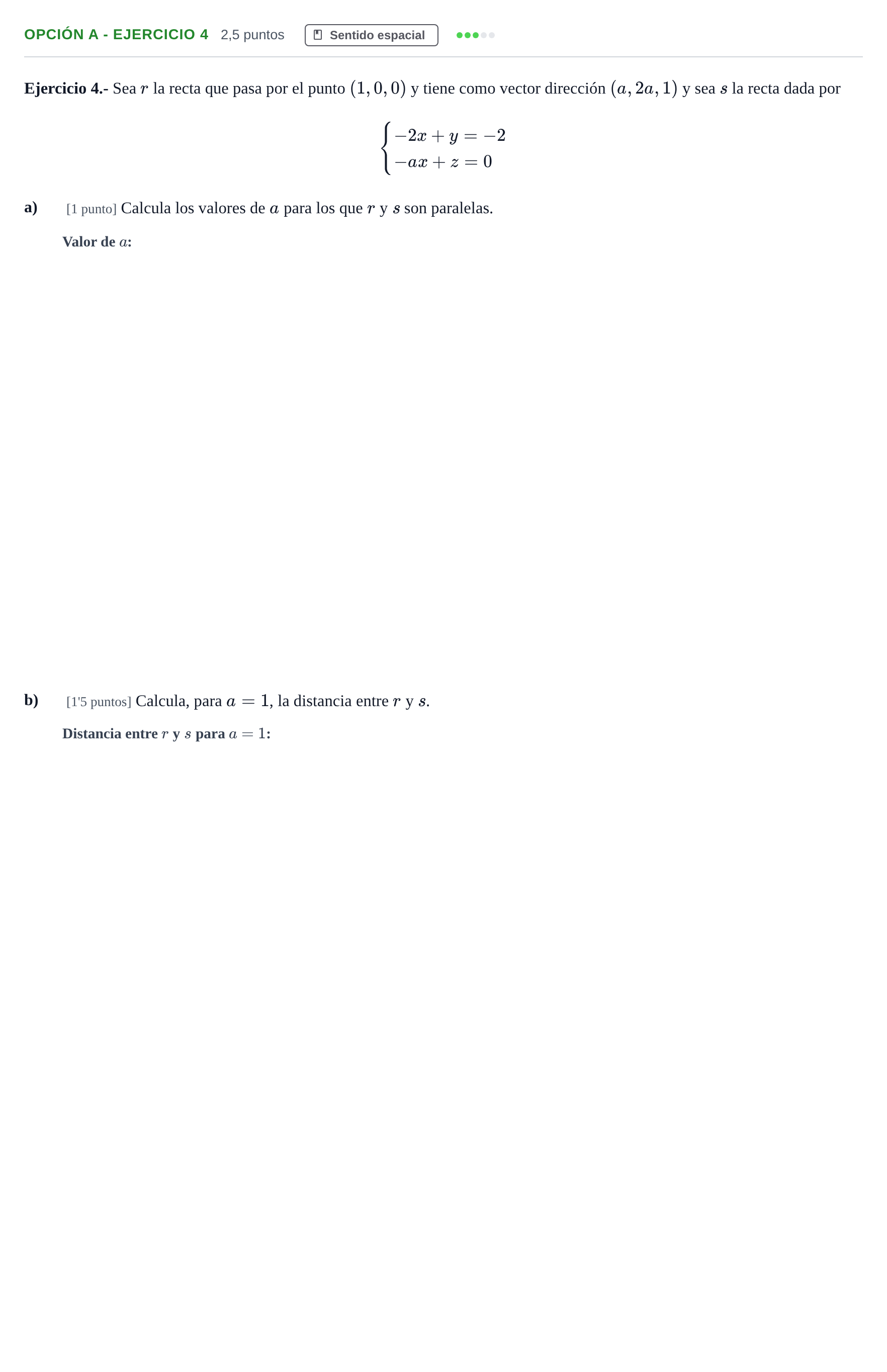Enunciado: Opción A - Ejercicio 4 · Matemáticas II PAU Andalucía Ordinaria Titular 2013