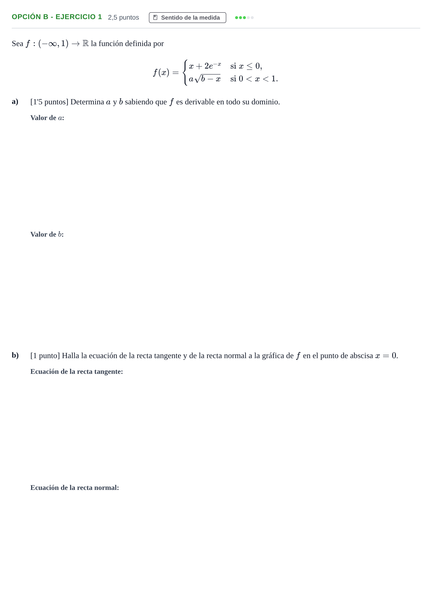 Enunciado: Opción B - Ejercicio 1 · Matemáticas II PAU Andalucía Ordinaria Titular 2013