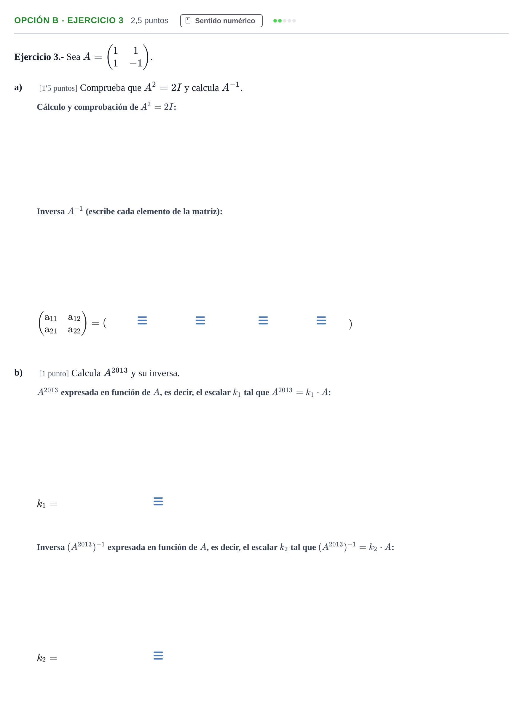 Enunciado: Opción B - Ejercicio 3 · Matemáticas II PAU Andalucía Ordinaria Titular 2013