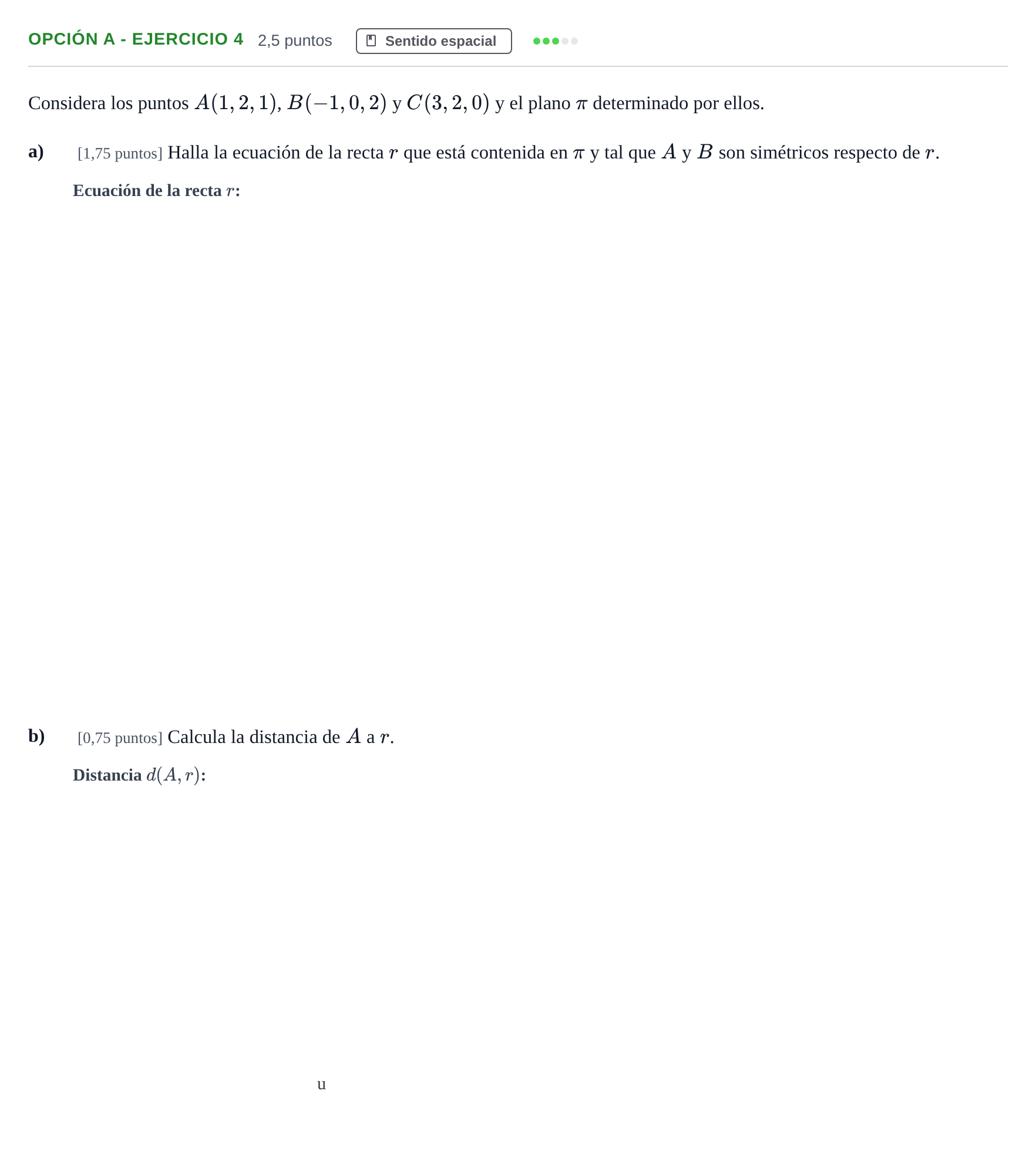 Enunciado: Opción A - Ejercicio 4 · Matemáticas II PAU Andalucía Extraordinaria Reserva A 2 2013