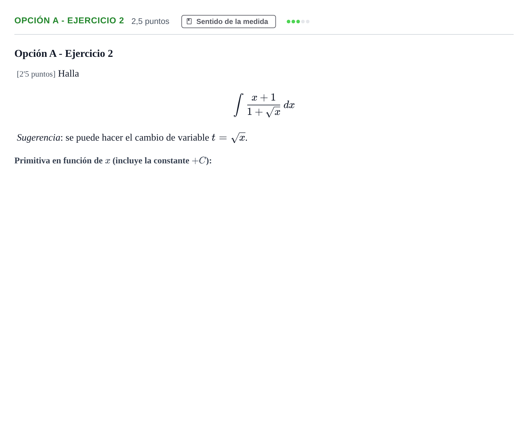 Enunciado: Opción A - Ejercicio 2 · Matemáticas II PAU Andalucía Extraordinaria Reserva B 2 2013
