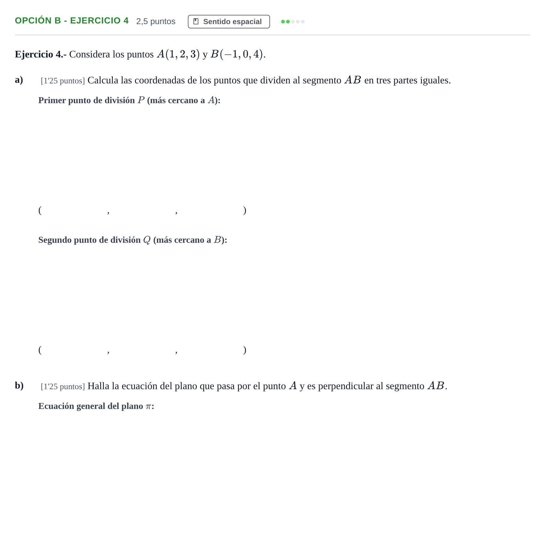 Enunciado: Opción B - Ejercicio 4 · Matemáticas II PAU Andalucía Extraordinaria Reserva B 2 2013