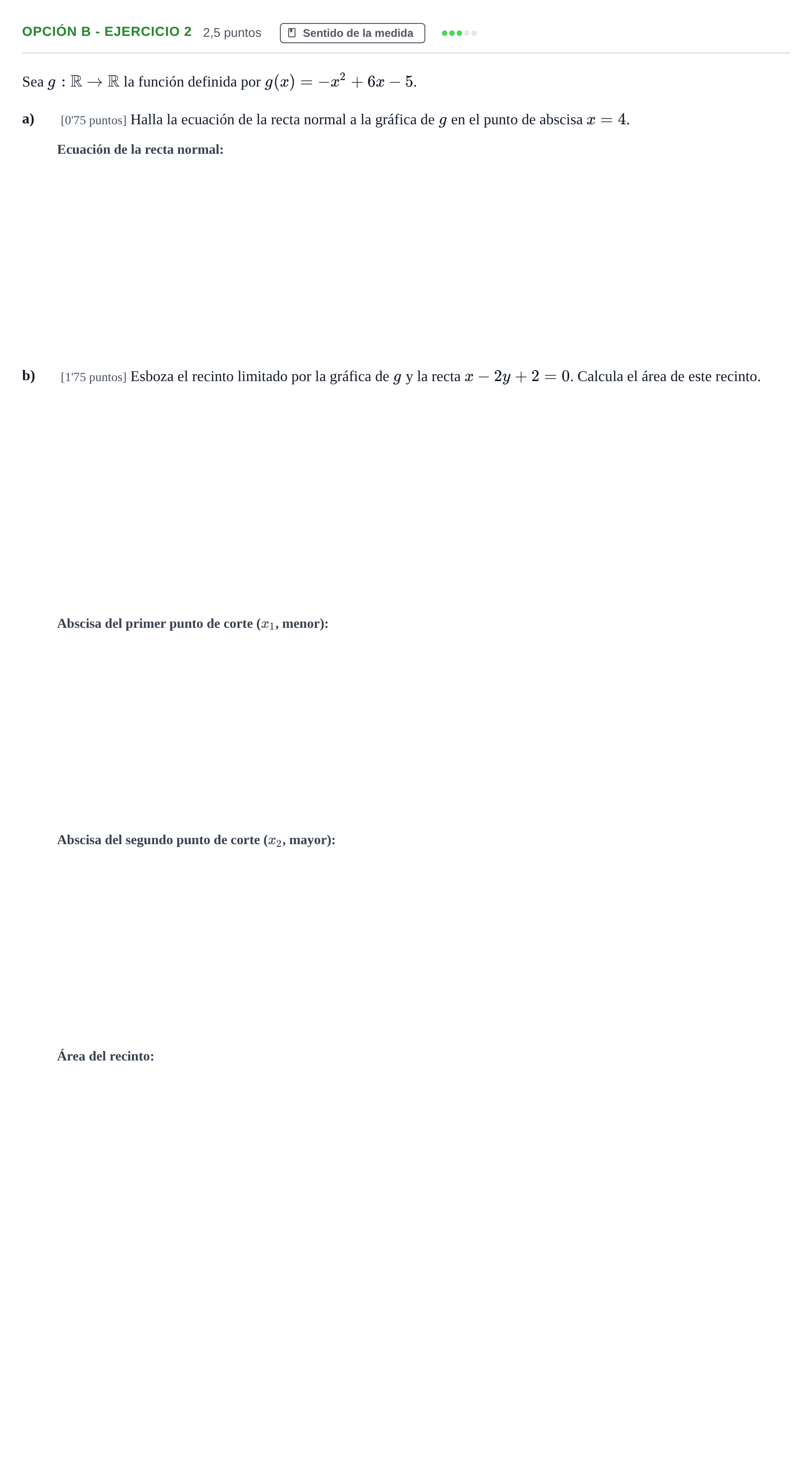 Enunciado: Opción B - Ejercicio 2 · Matemáticas II PAU Andalucía Extraordinaria Titular 2013