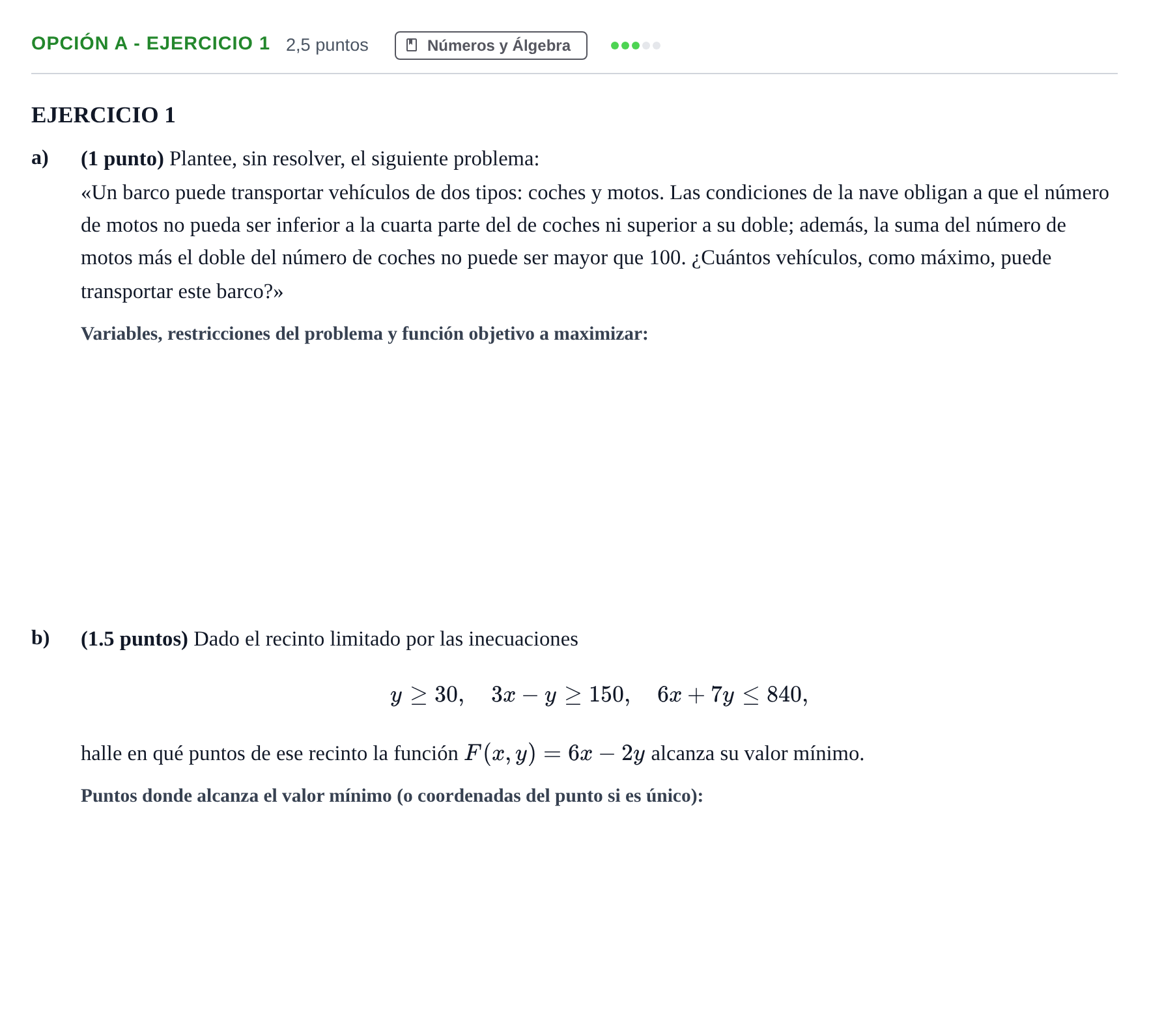 Enunciado: Opción A - Ejercicio 1 · Matemáticas aplicadas a las Ciencias Sociales II PAU Andalucía Ordinaria Reserva A 2013