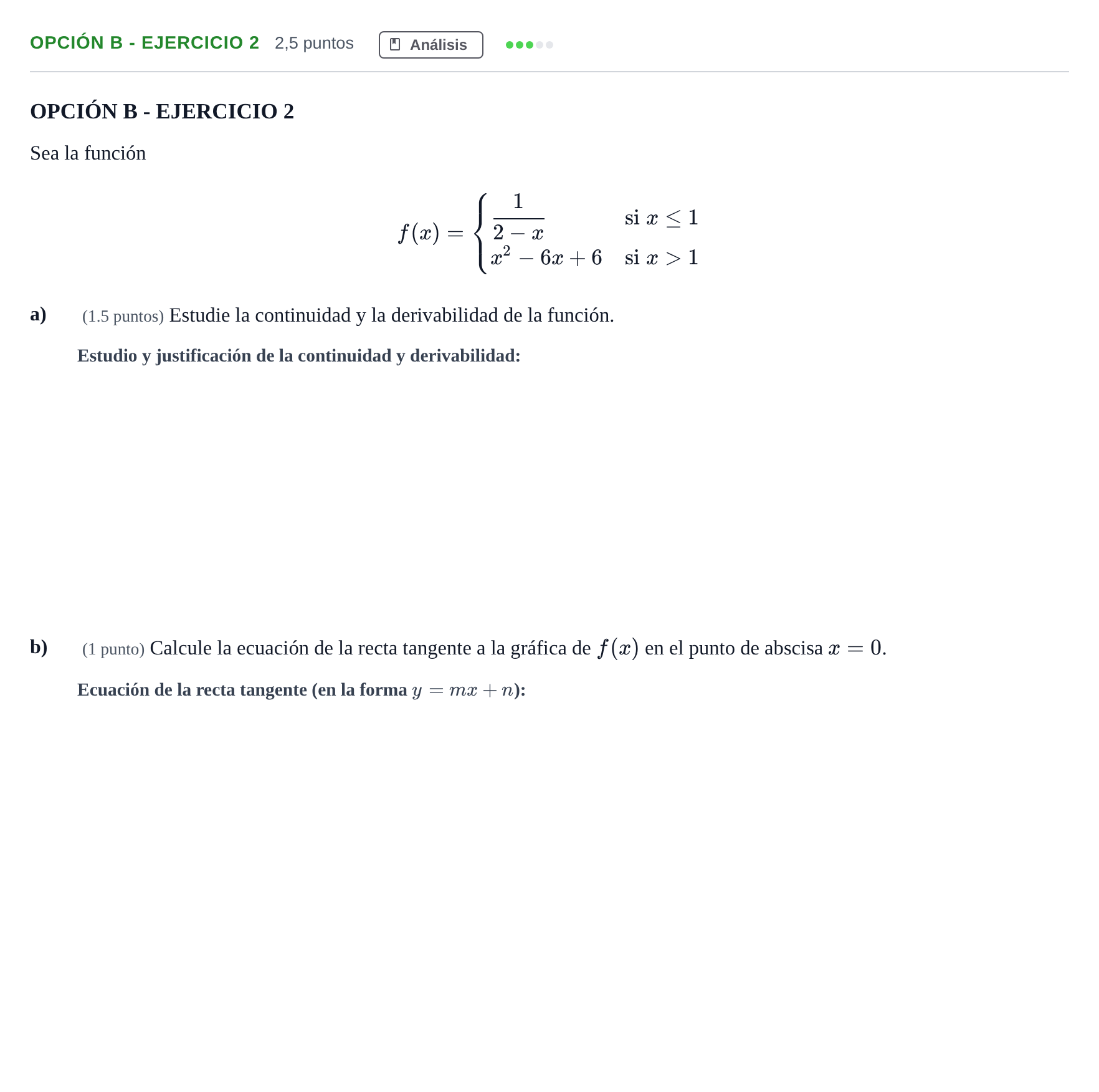 Enunciado: Opción B - Ejercicio 2 · Matemáticas aplicadas a las Ciencias Sociales II PAU Andalucía Ordinaria Reserva A 2013