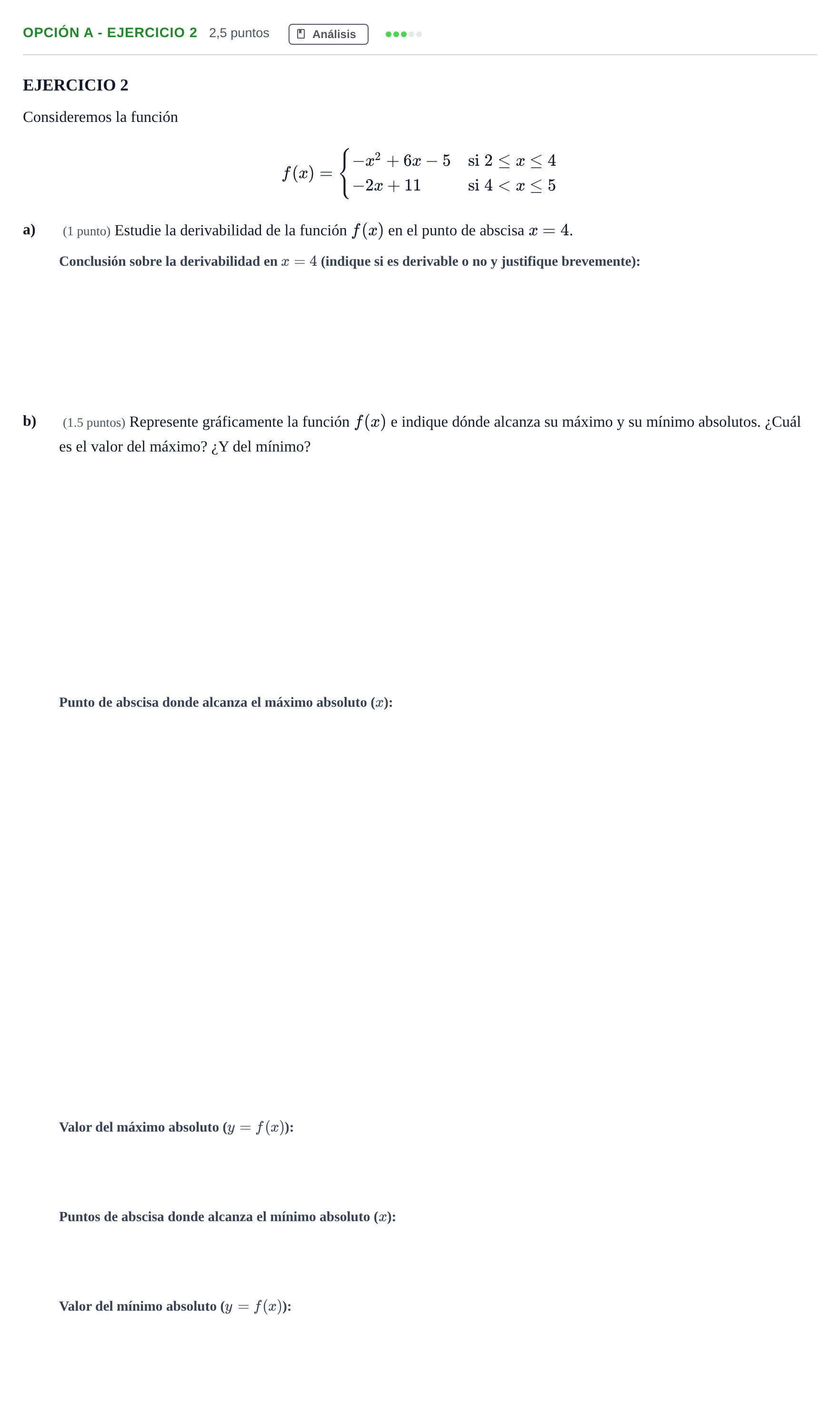 Enunciado: Opción A - Ejercicio 2 · Matemáticas aplicadas a las Ciencias Sociales II PAU Andalucía Ordinaria Reserva B 2013