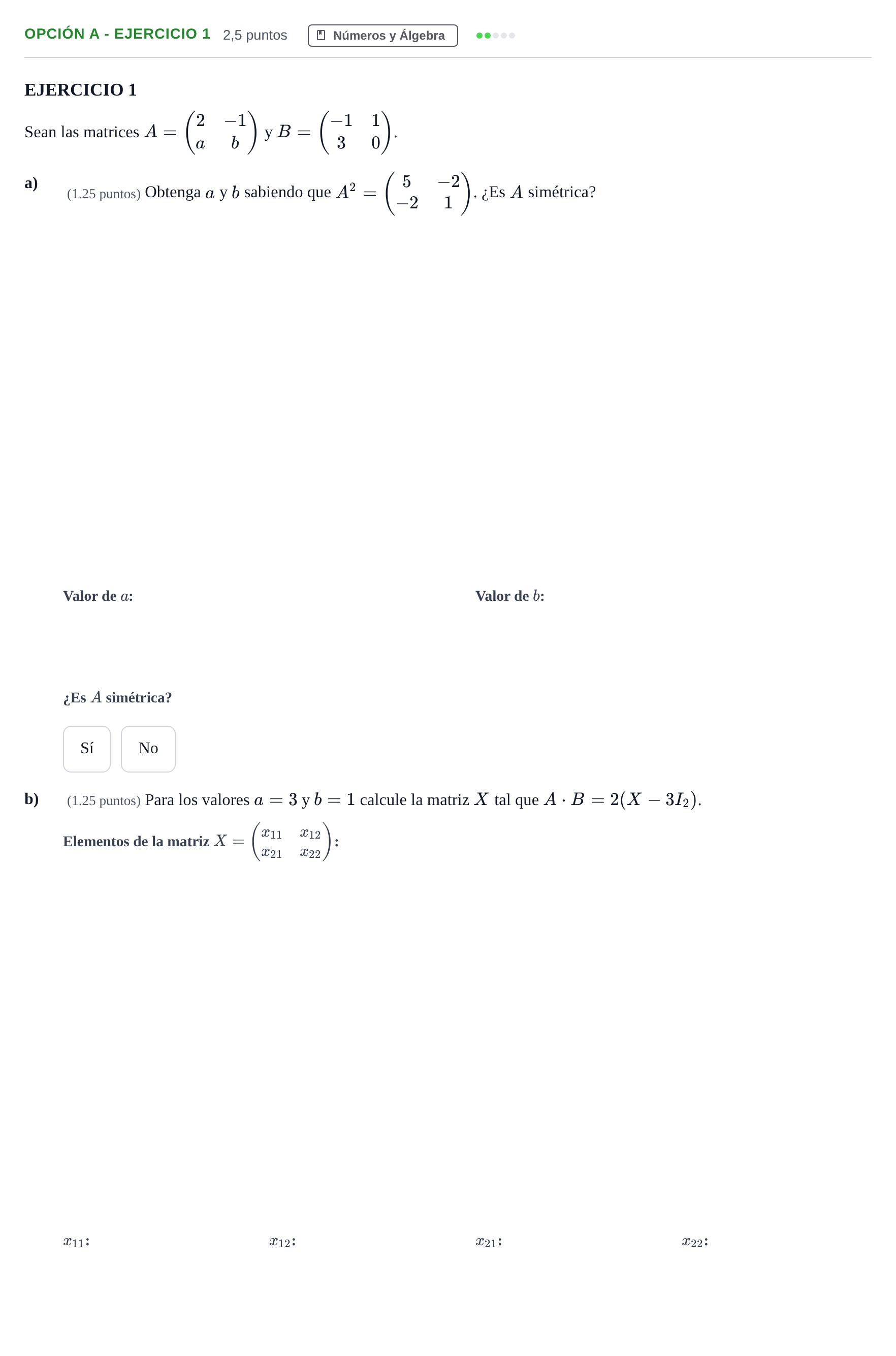 Enunciado: Opción A - Ejercicio 1 · Matemáticas aplicadas a las Ciencias Sociales II PAU Andalucía Ordinaria Titular 2013
