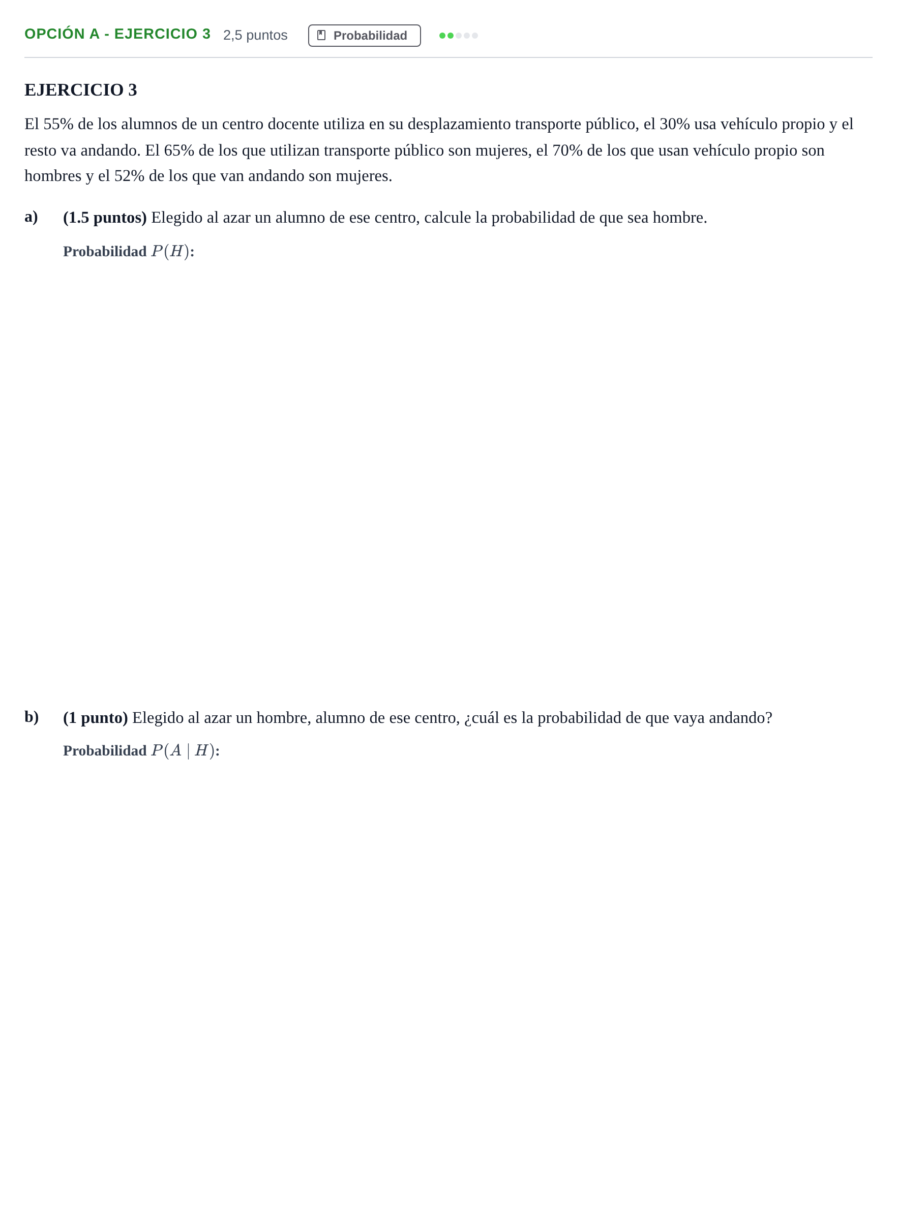 Enunciado: Opción A - Ejercicio 3 · Matemáticas aplicadas a las Ciencias Sociales II PAU Andalucía Ordinaria Titular 2013