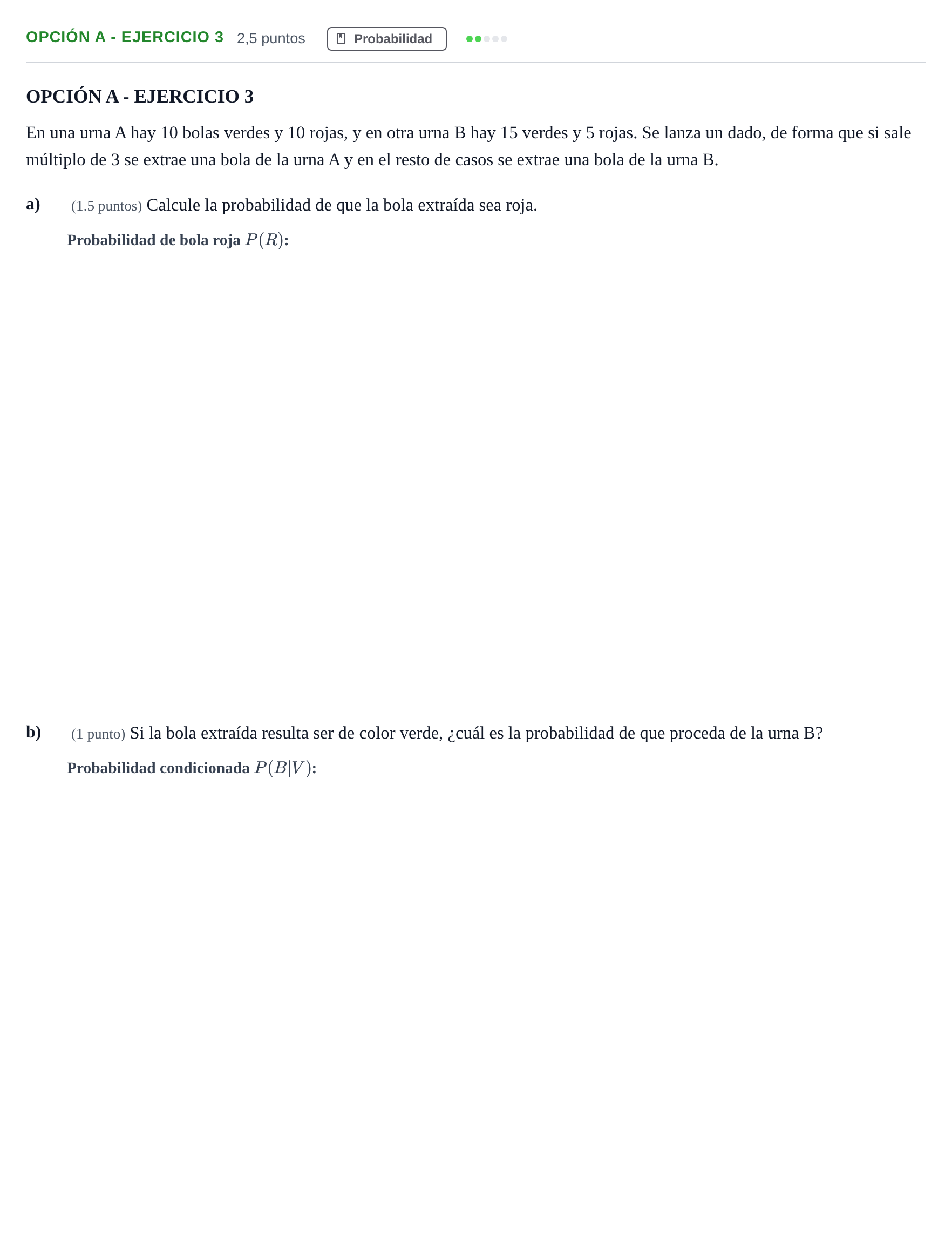 Enunciado: Opción A - Ejercicio 3 · Matemáticas aplicadas a las Ciencias Sociales II PAU Andalucía Extraordinaria Reserva A 2013