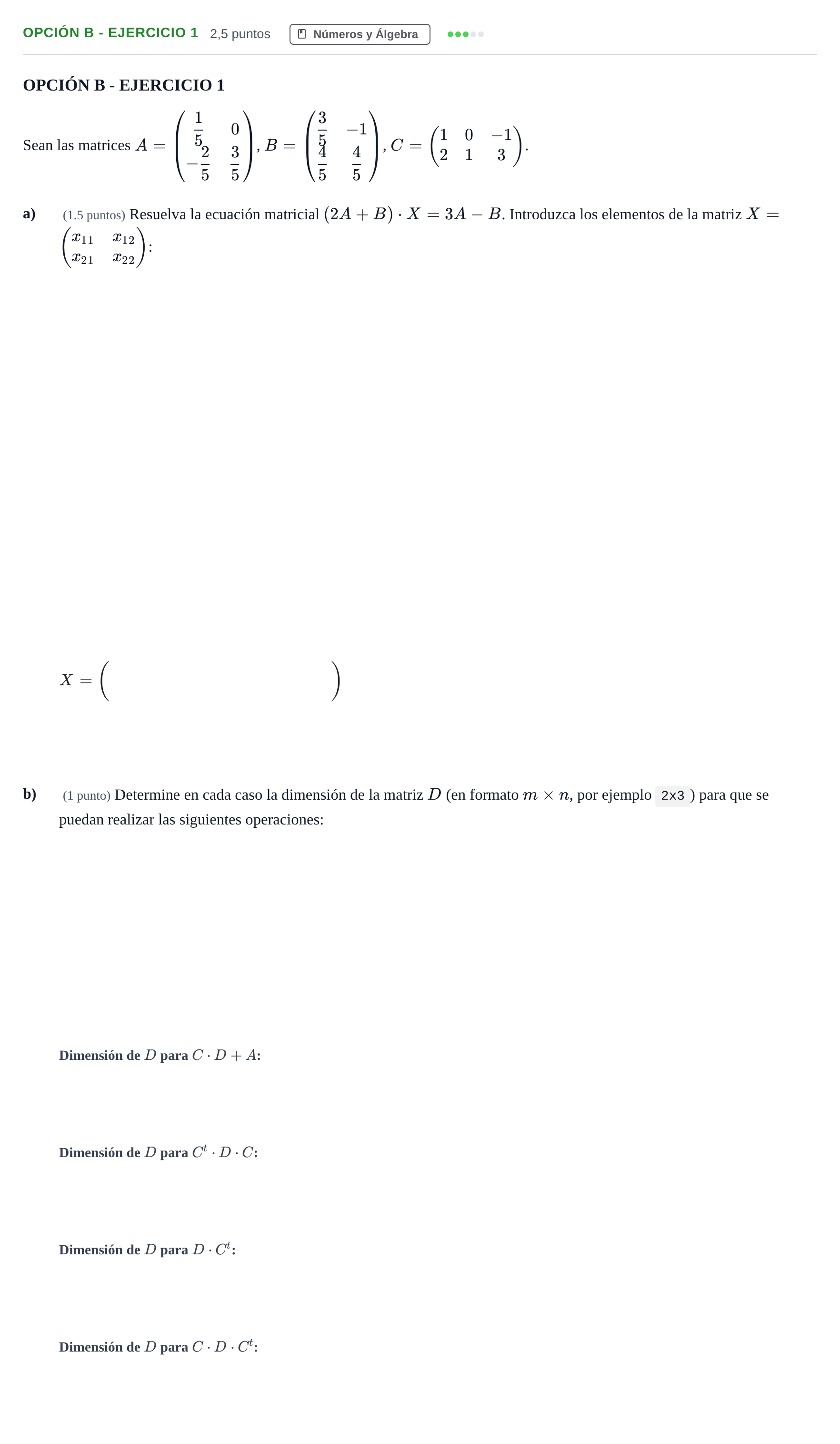 Enunciado: Opción B - Ejercicio 1 · Matemáticas aplicadas a las Ciencias Sociales II PAU Andalucía Extraordinaria Titular 2013