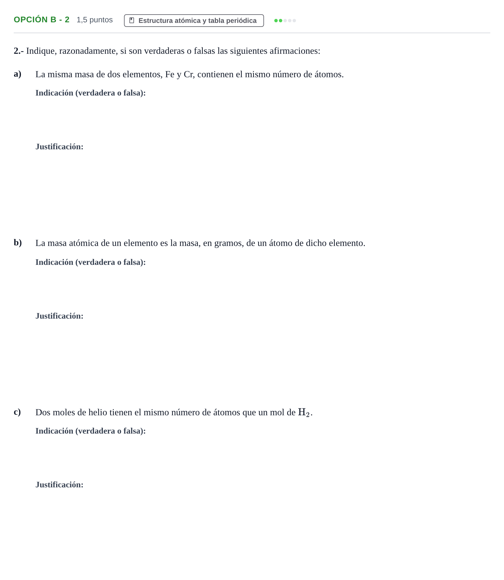 Enunciado: Opción B - 2 · Química PAU Andalucía Ordinaria Reserva A 2013