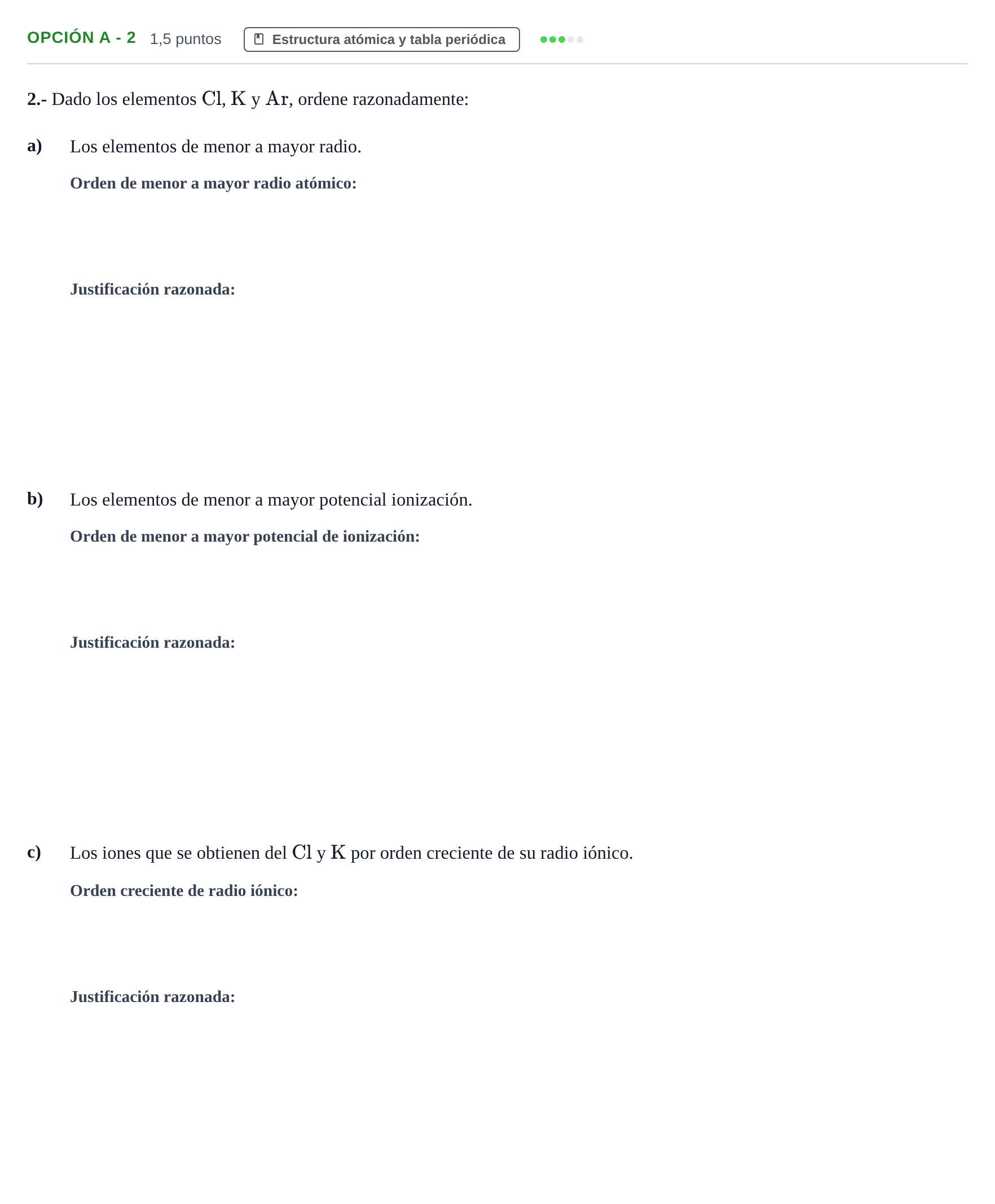 Enunciado: Opción A - 2 · Química PAU Andalucía Ordinaria Reserva B 2013