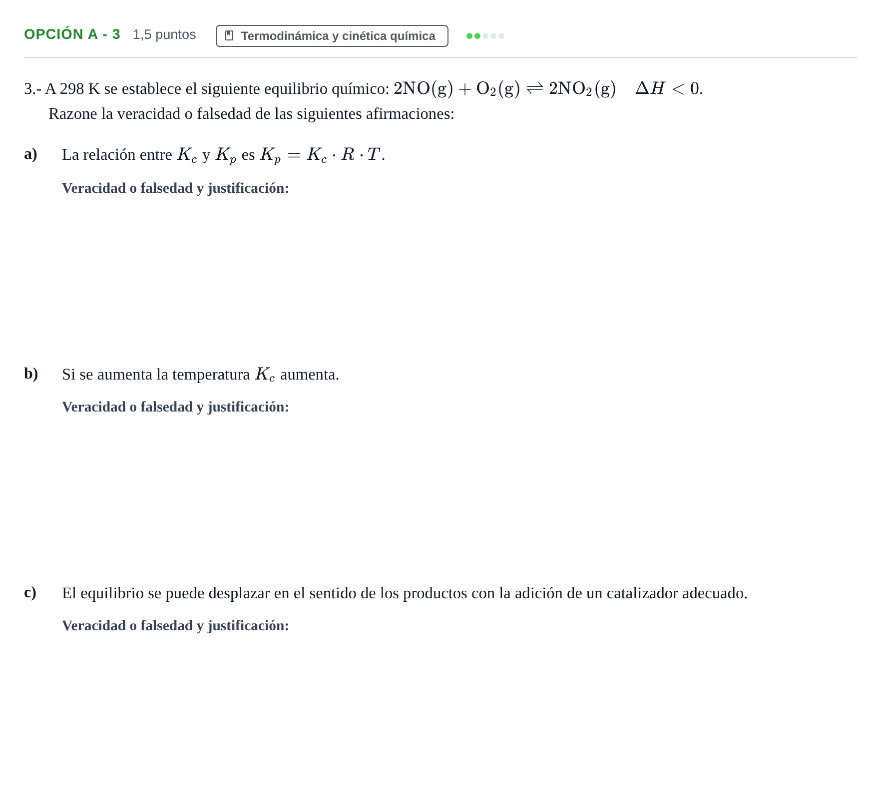 Enunciado: Opción A - 3 · Química PAU Andalucía Ordinaria Reserva B 2013