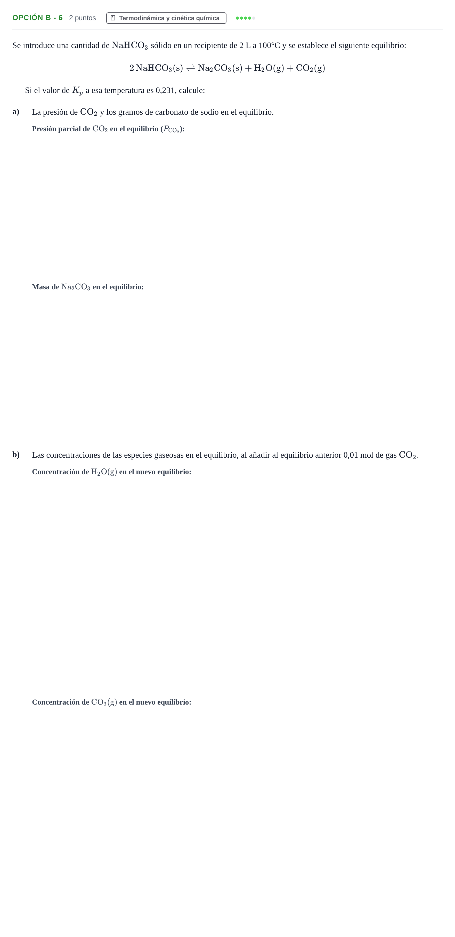 Enunciado: Opción B - 6 · Química PAU Andalucía Ordinaria Reserva B 2013