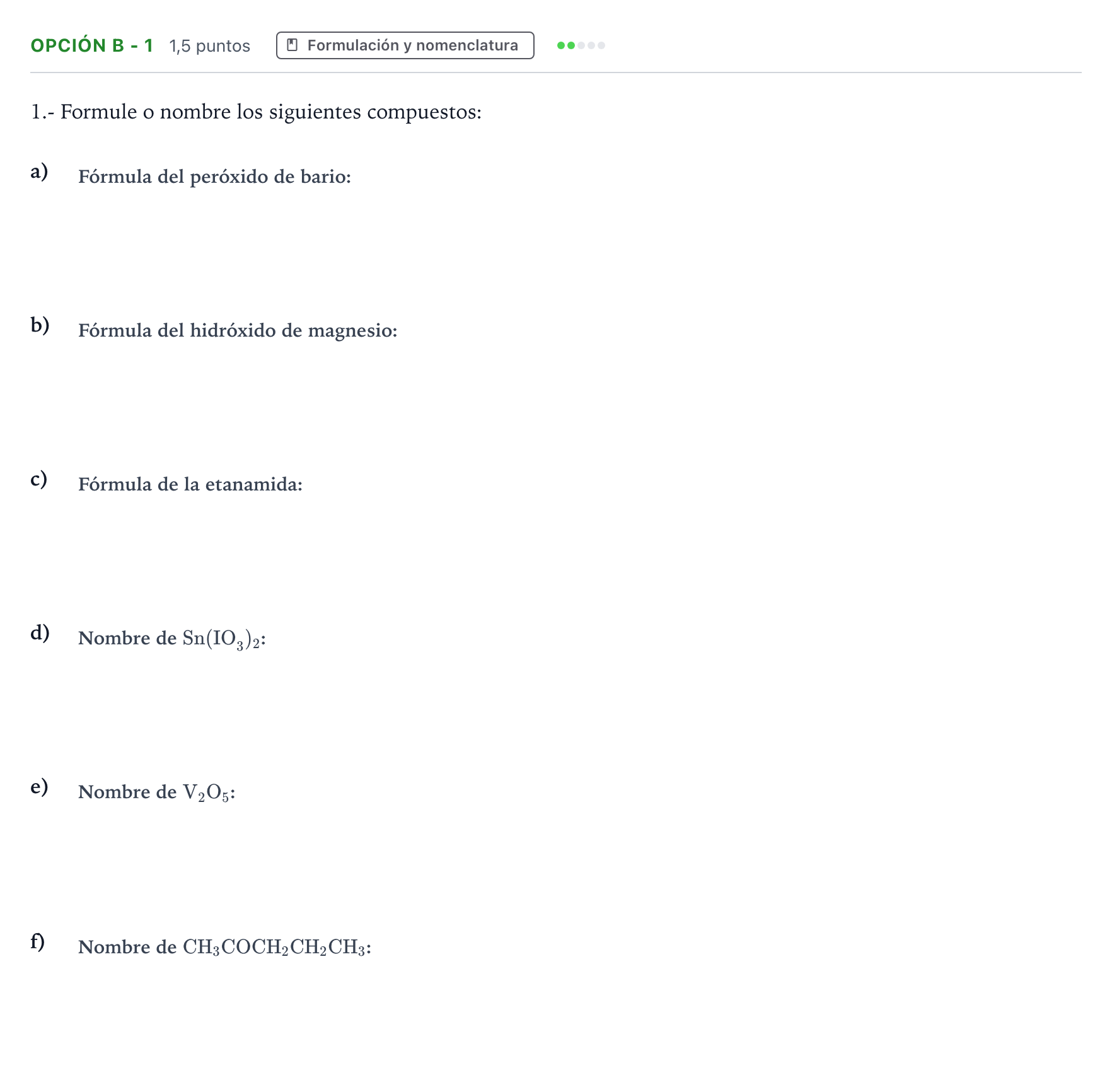 Enunciado: Opción B - 1 · Química PAU Andalucía Ordinaria Titular 2013