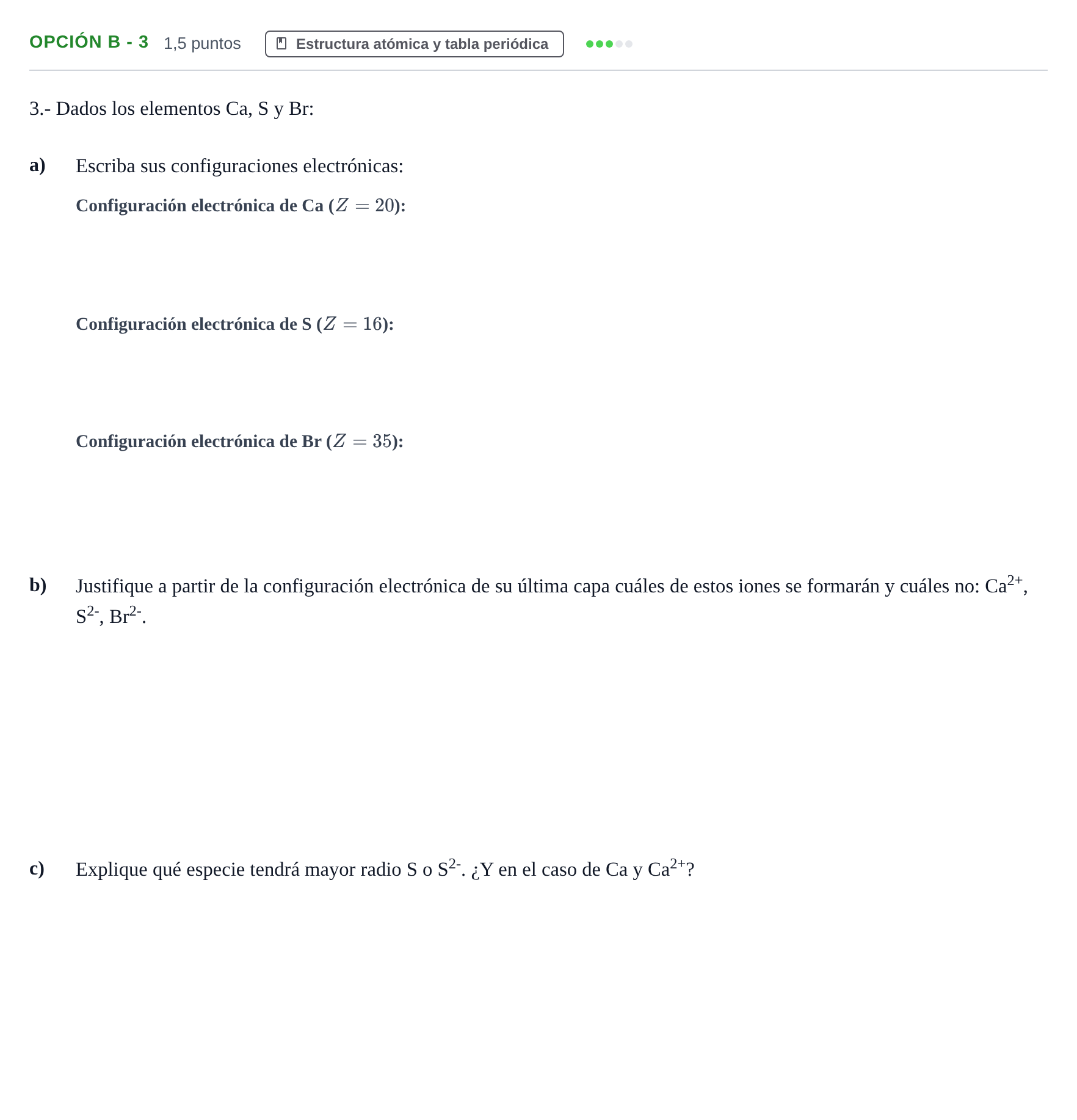 Enunciado: Opción B - 3 · Química PAU Andalucía Extraordinaria Reserva B 2013