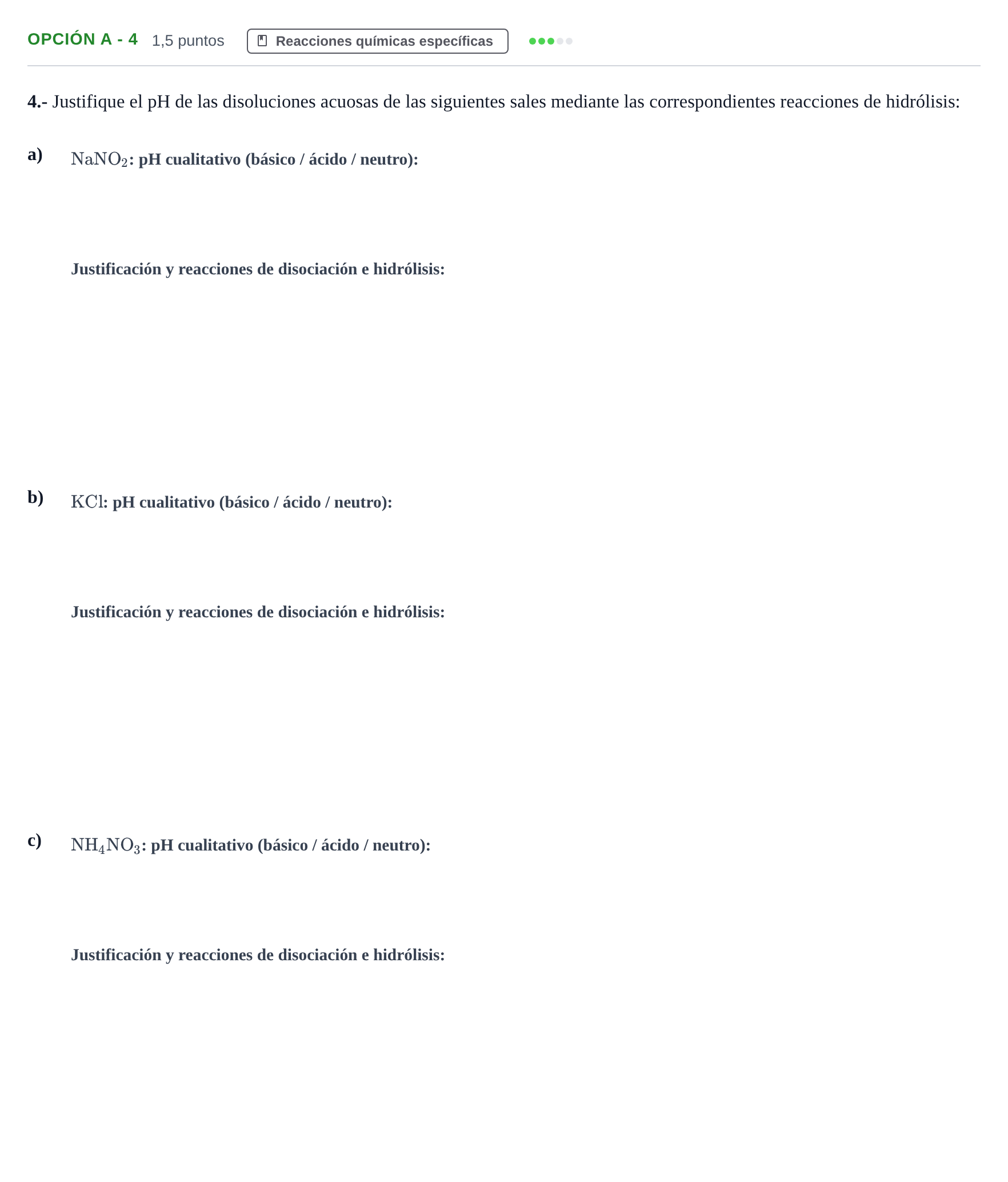Enunciado: Opción A - 4 · Química PAU Andalucía Extraordinaria Titular 2013