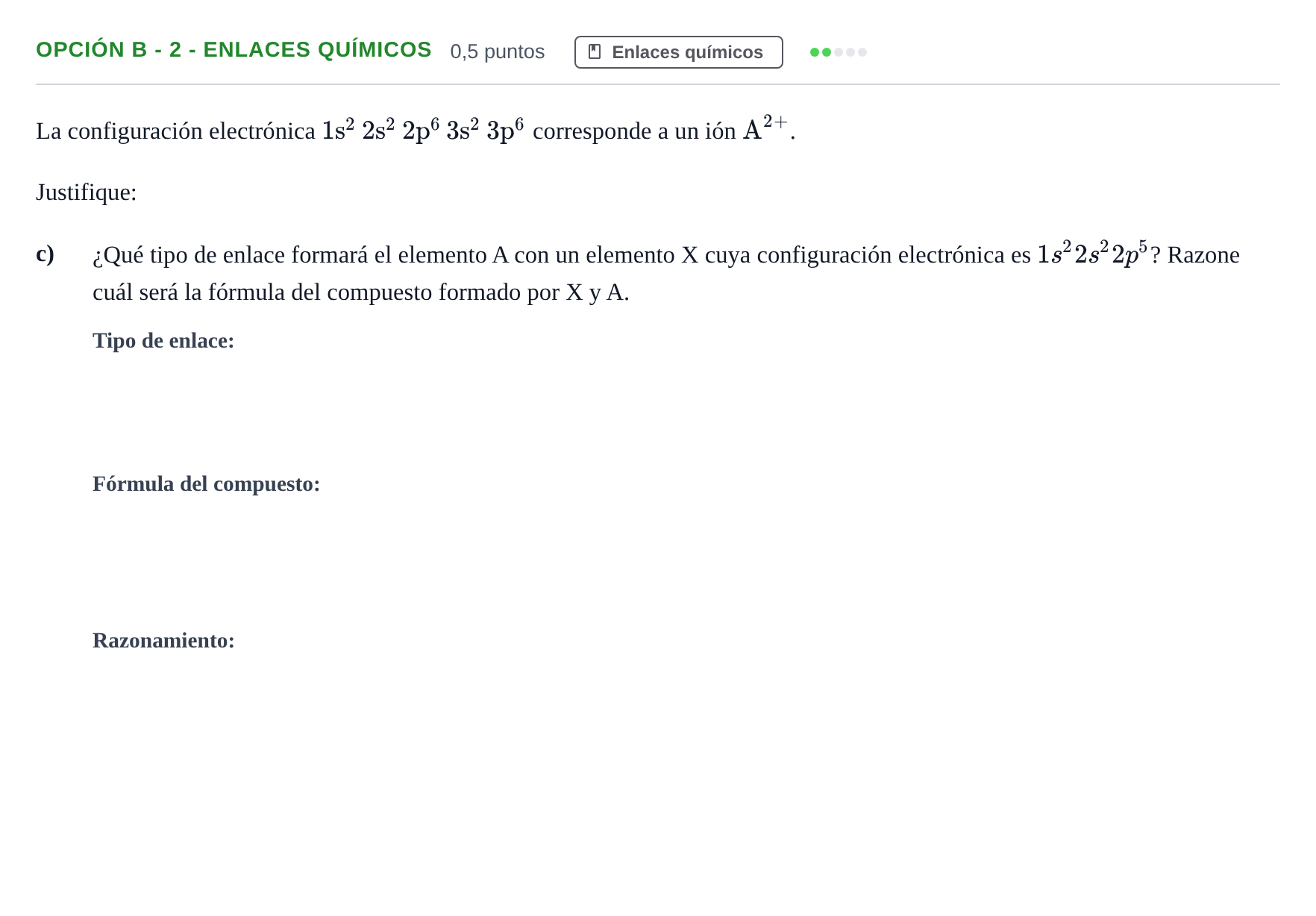 Enunciado: Opción B - 2 - Enlaces químicos · Química PAU Andalucía Extraordinaria Titular 2013