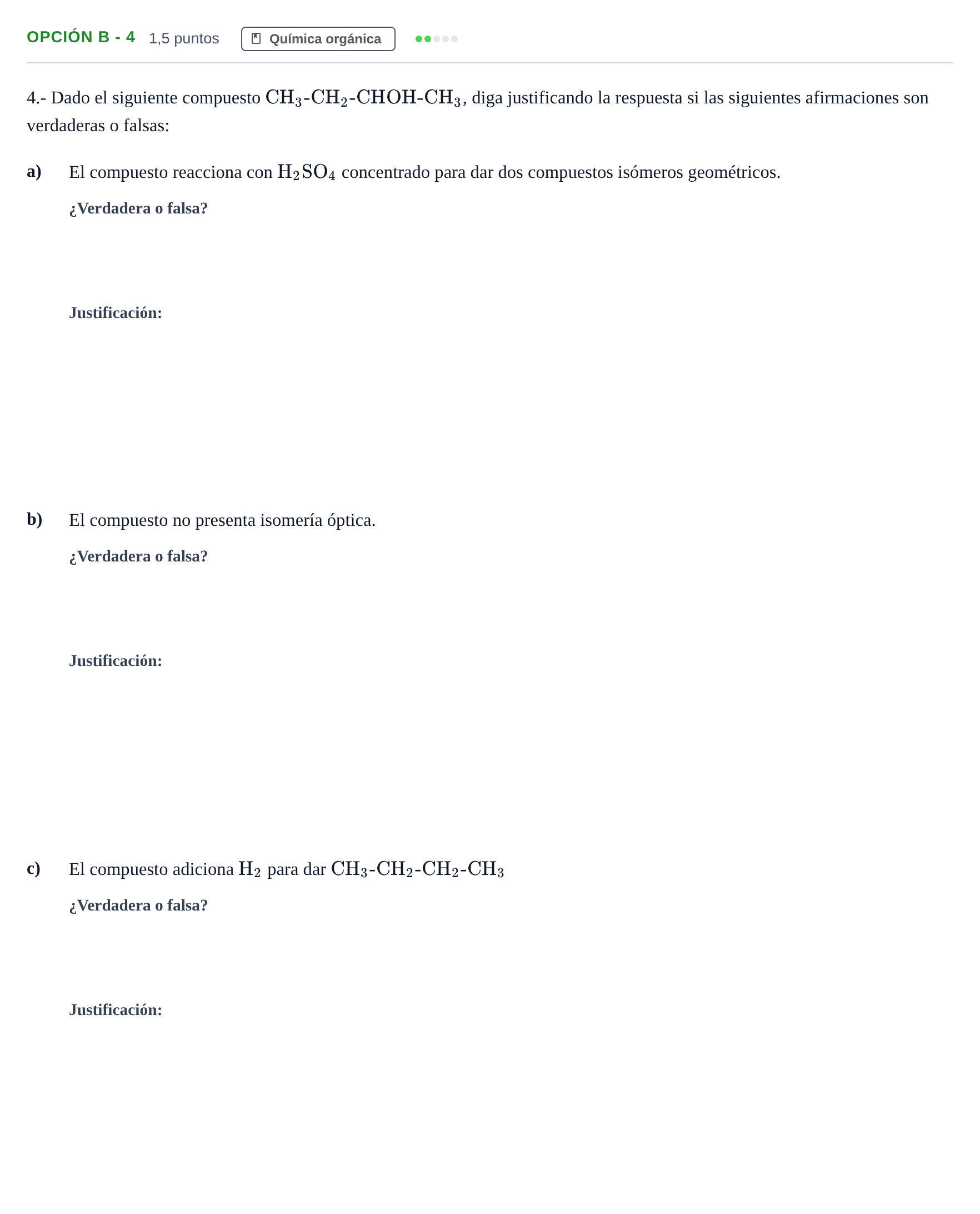Enunciado: Opción B - 4 · Química PAU Andalucía Extraordinaria Titular 2013