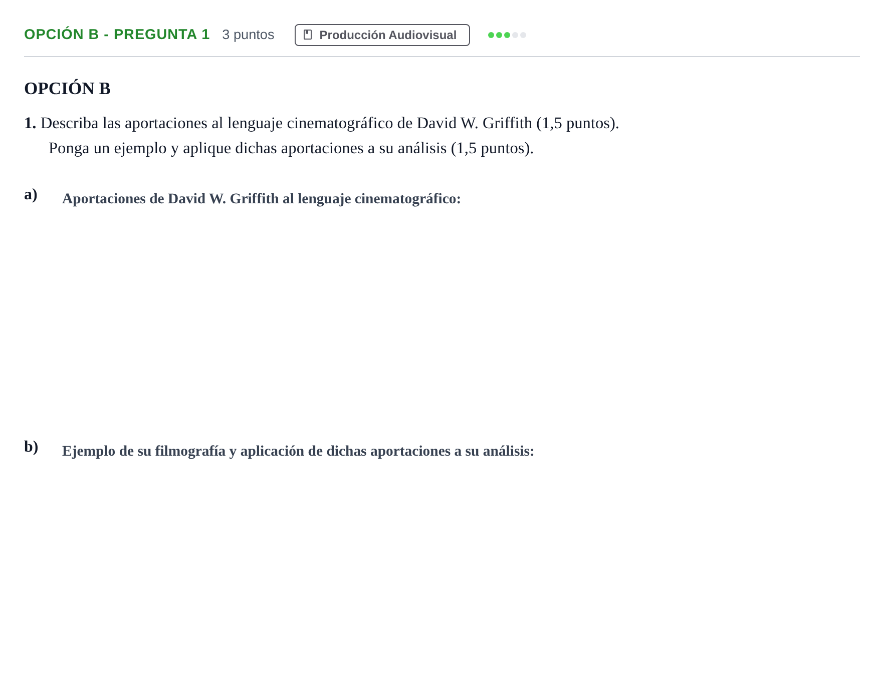 Enunciado: Opción B - Pregunta 1 · Cultura Audiovisual II PAU Madrid Modelo 2017