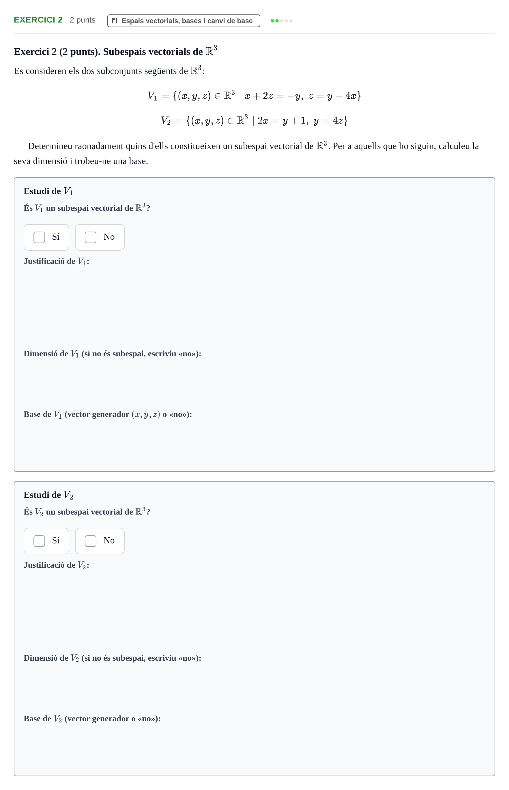 Enunciado: Exercici 2 · Álgebra UAB 2021