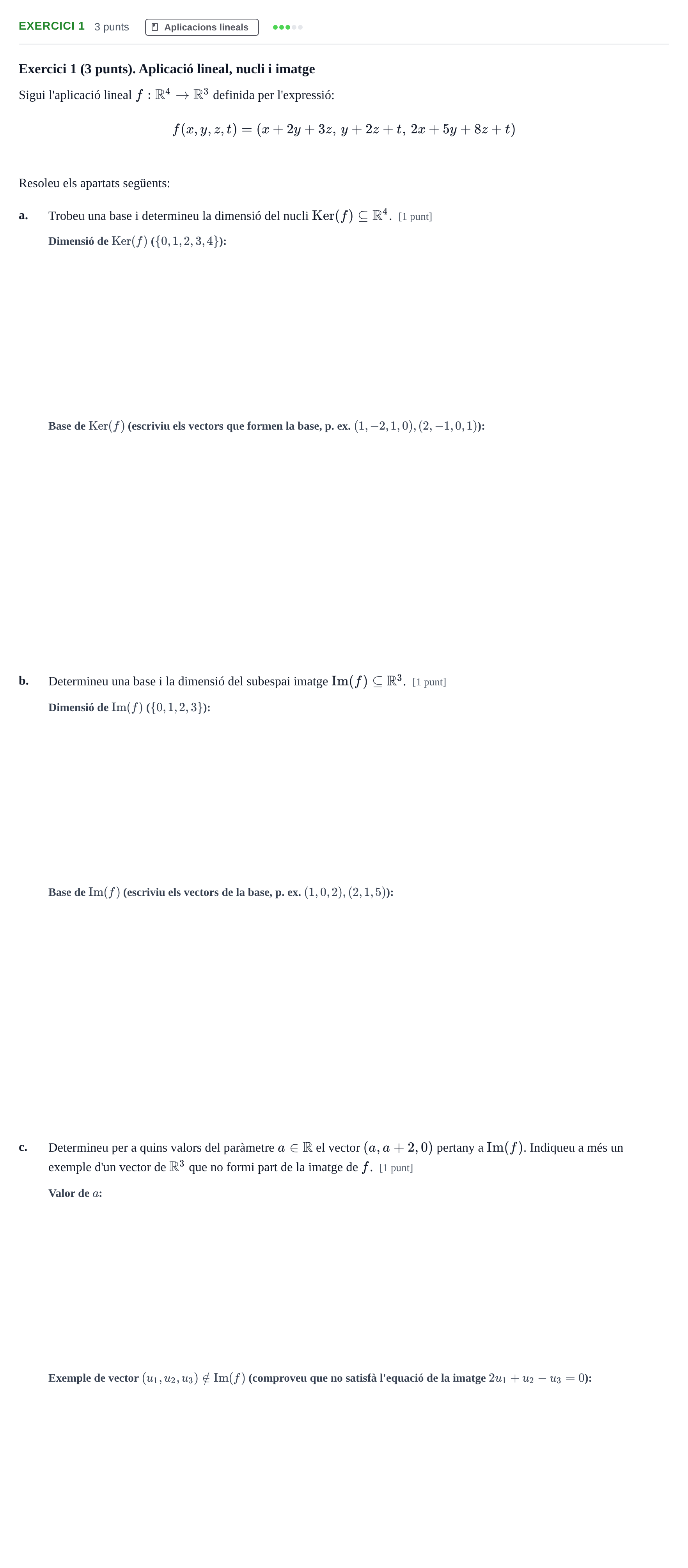 Enunciado: Exercici 1 · Álgebra UAB 2020