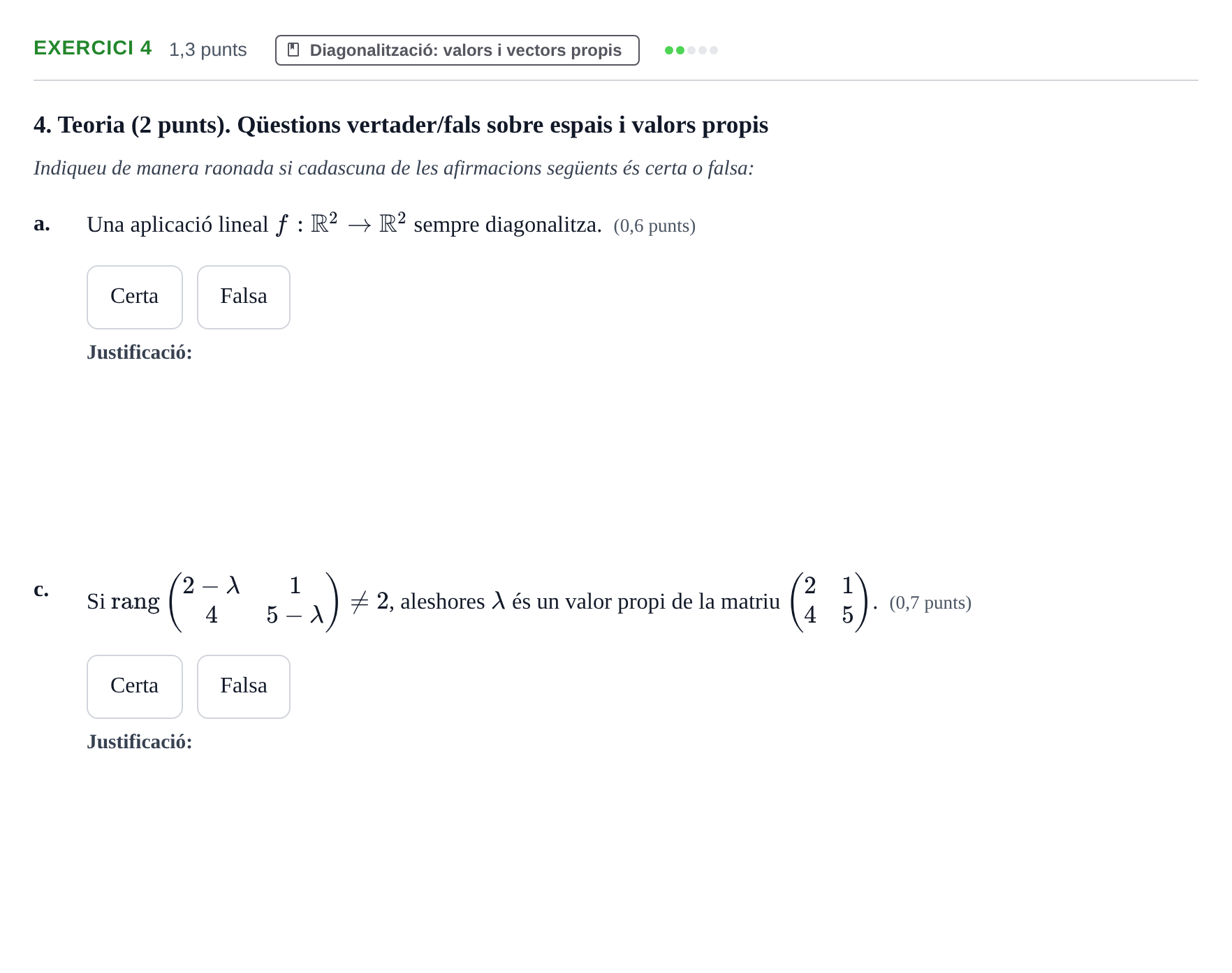 Enunciado: Exercici 4 - Diagonalització · Álgebra UAB 2020